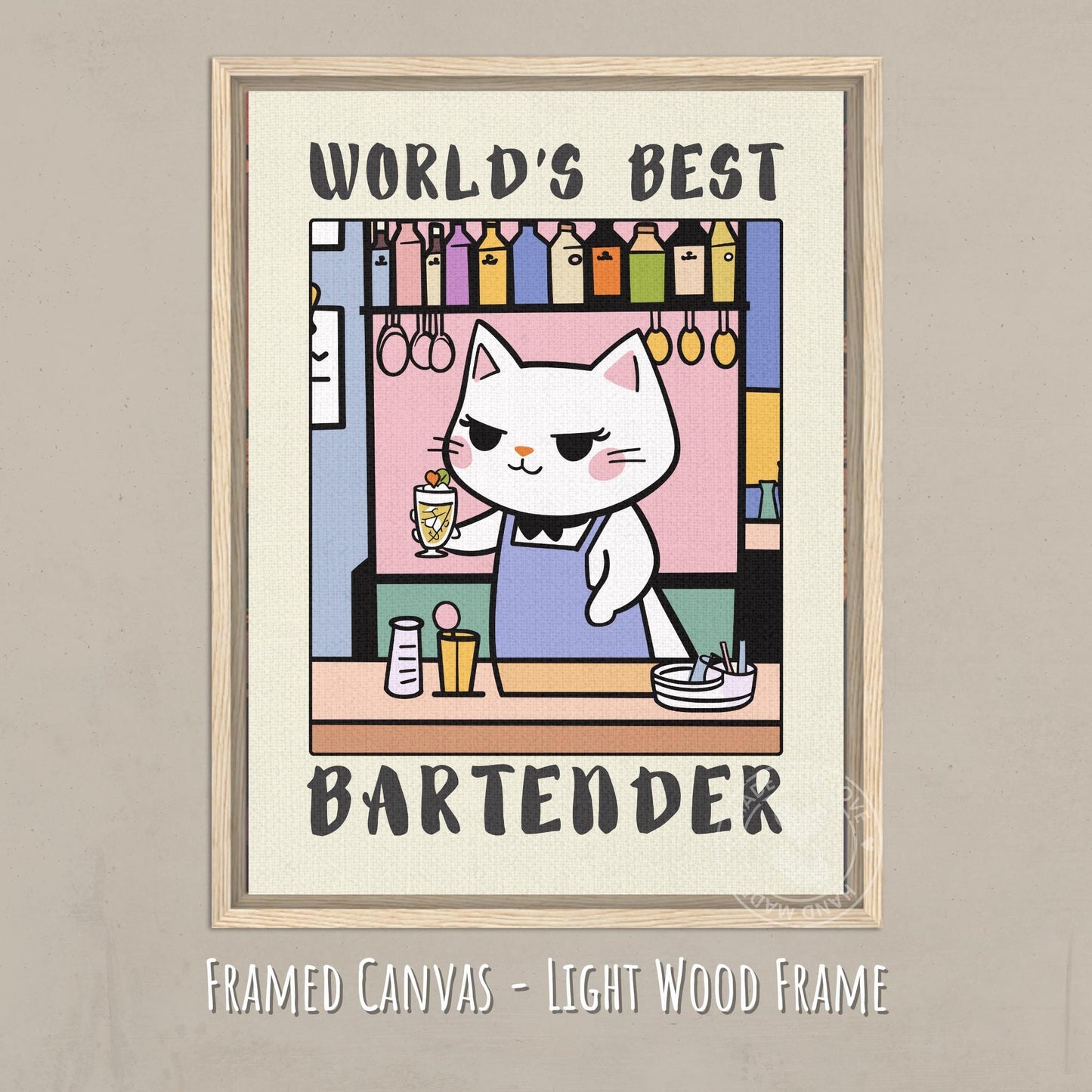 bartender Poster, Funny bartender gift idea - LIGHT FRAME CANVAS