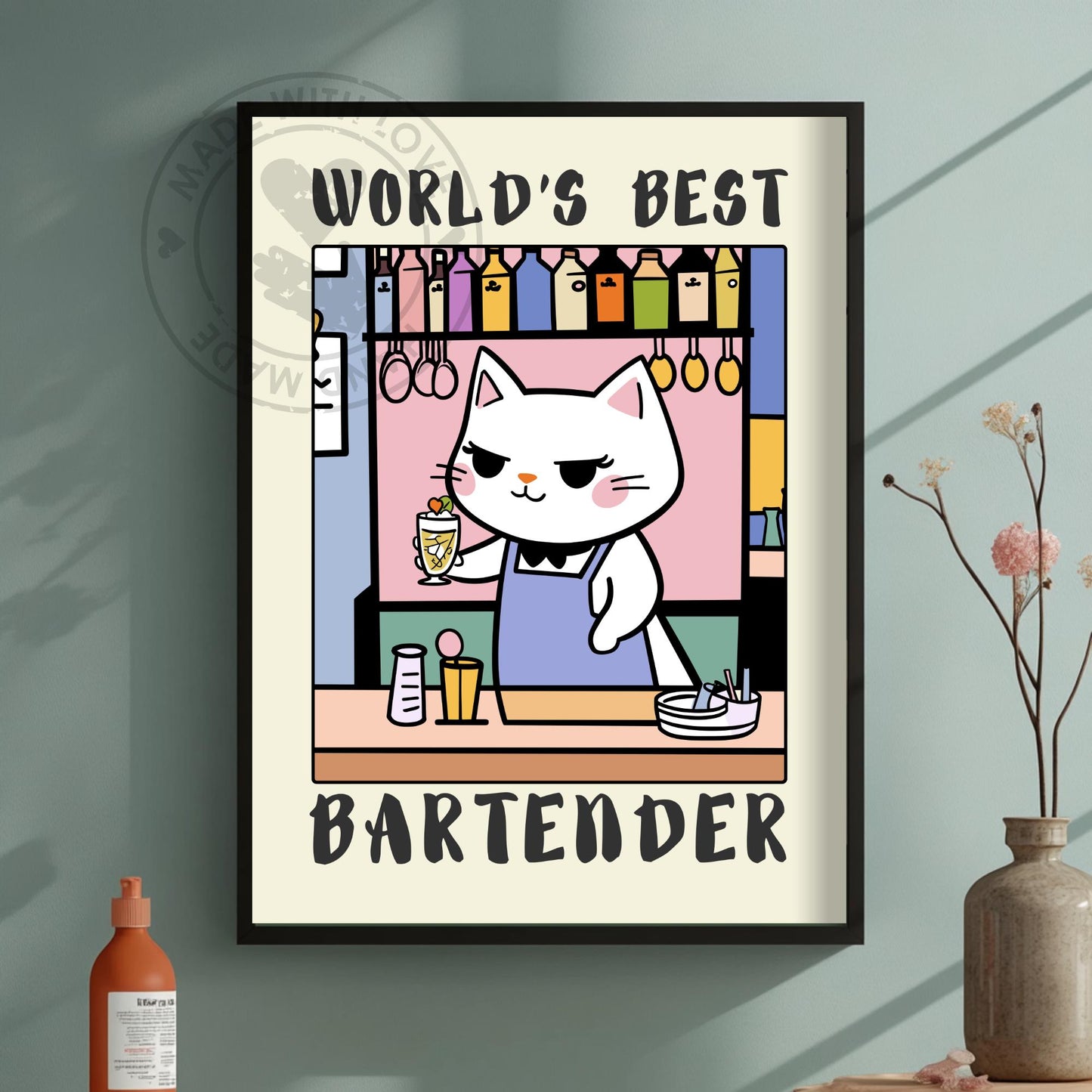 bartender Poster, Funny bartender gift idea
