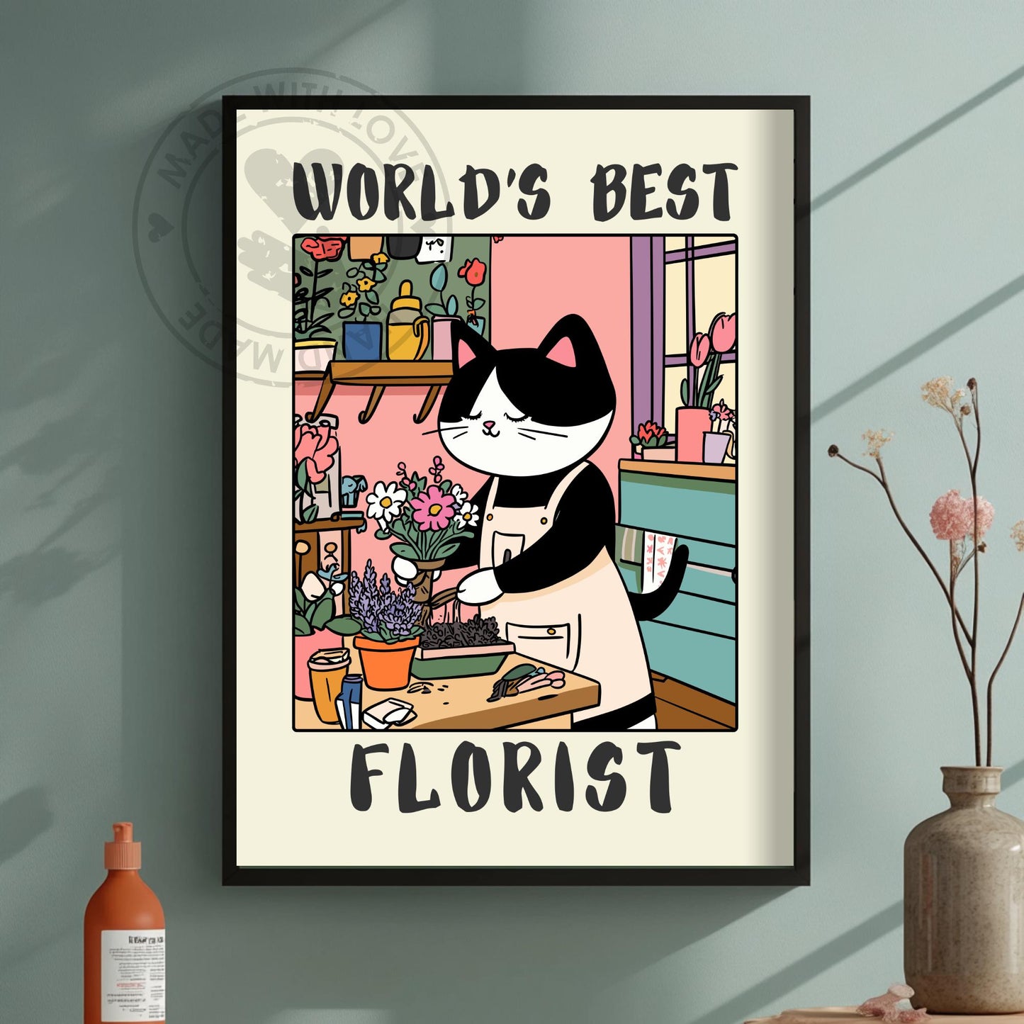 World's best Florist Poster - Green background