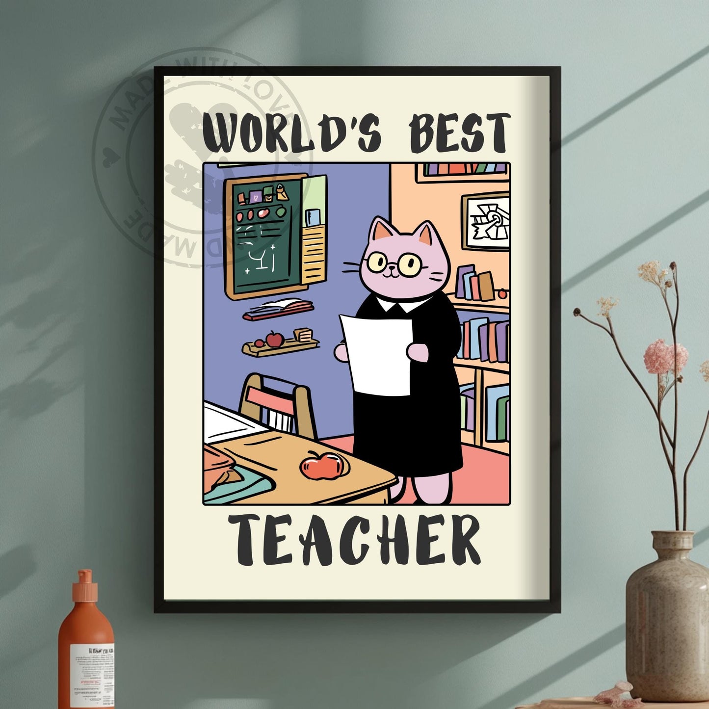 World's best Teacher Print - Green Background