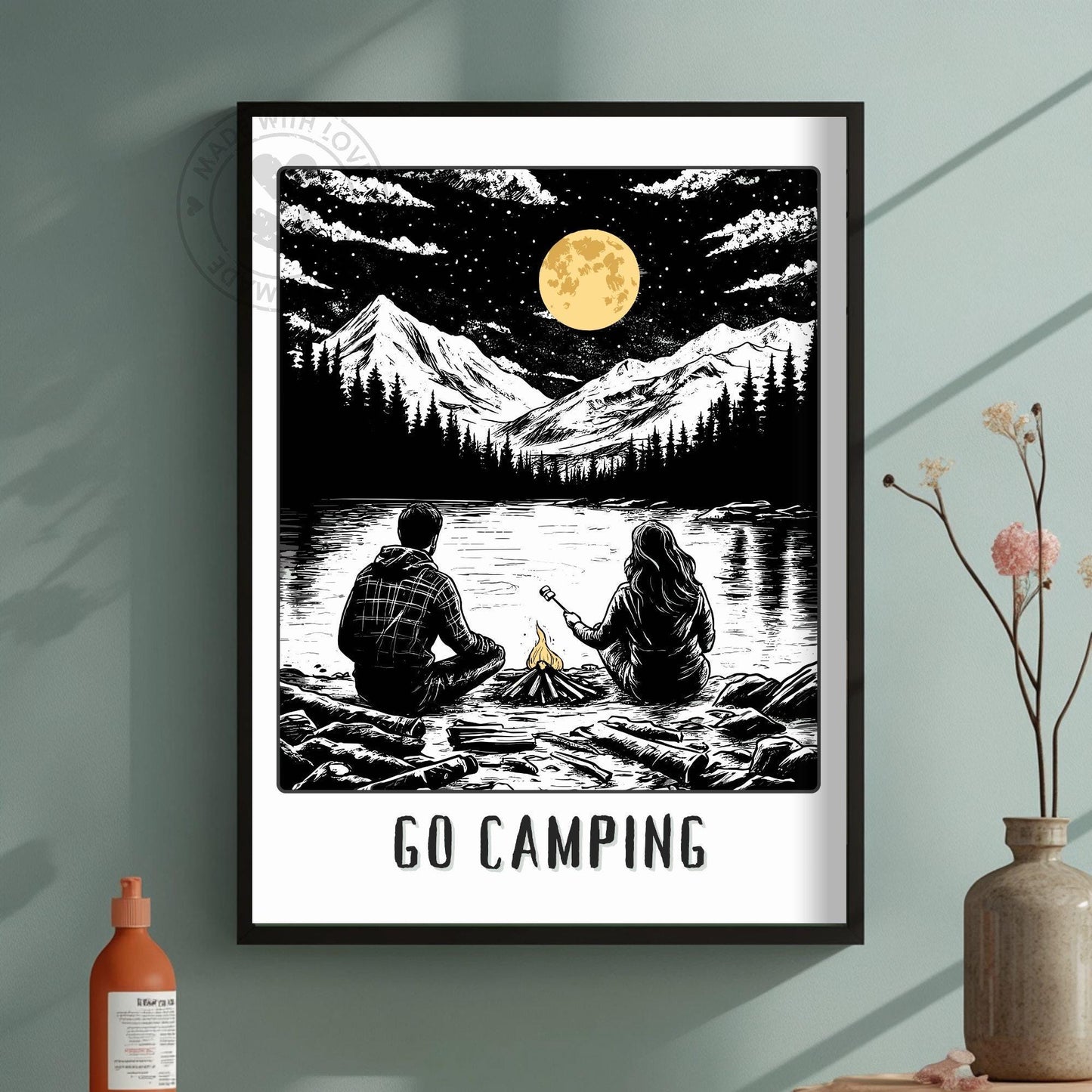 Go Camping Poster - Green background
