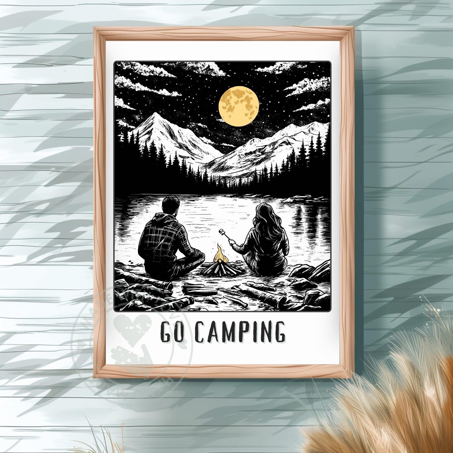 Go Camping Poster - Green background