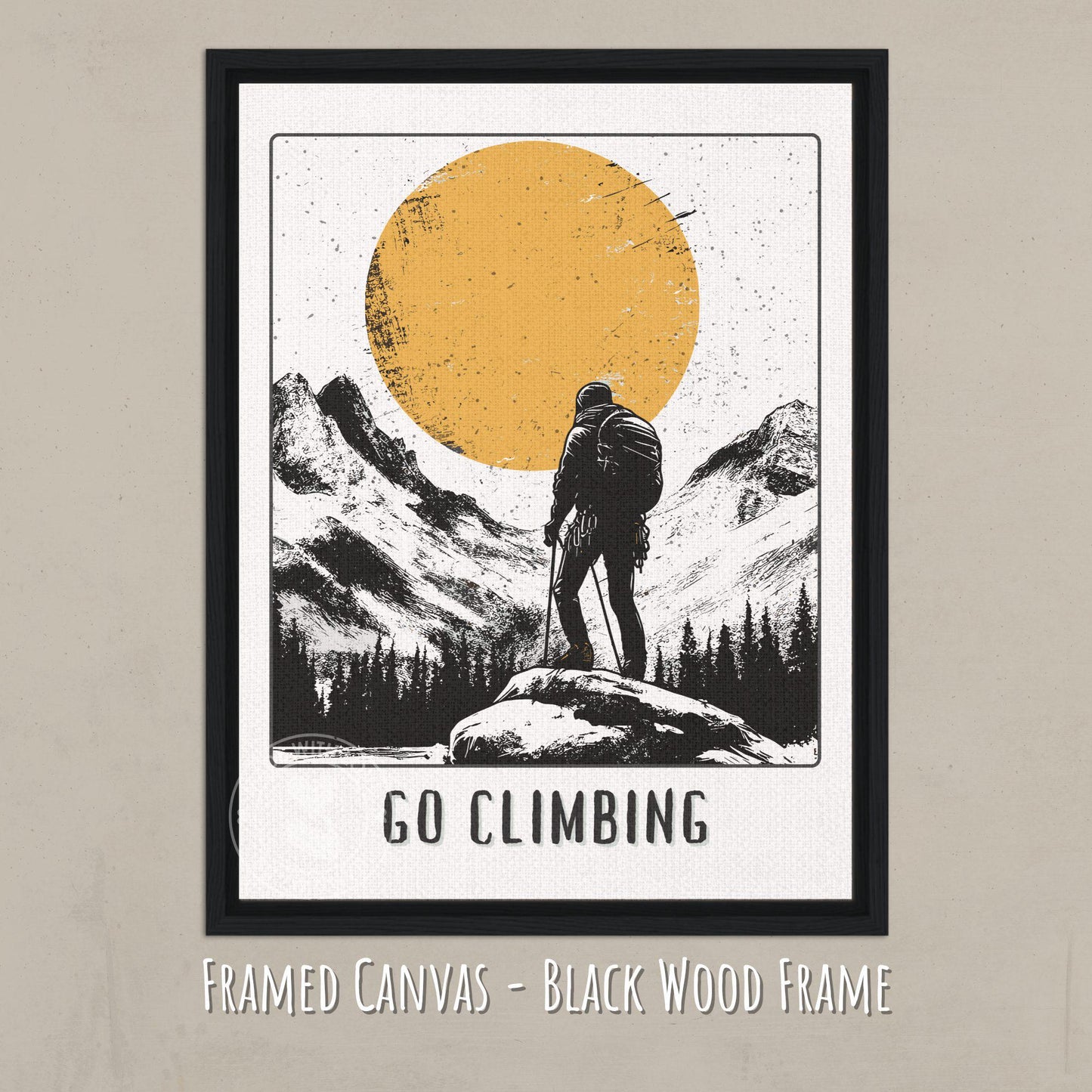 Go Climbing Poster - Canvas with a black frame