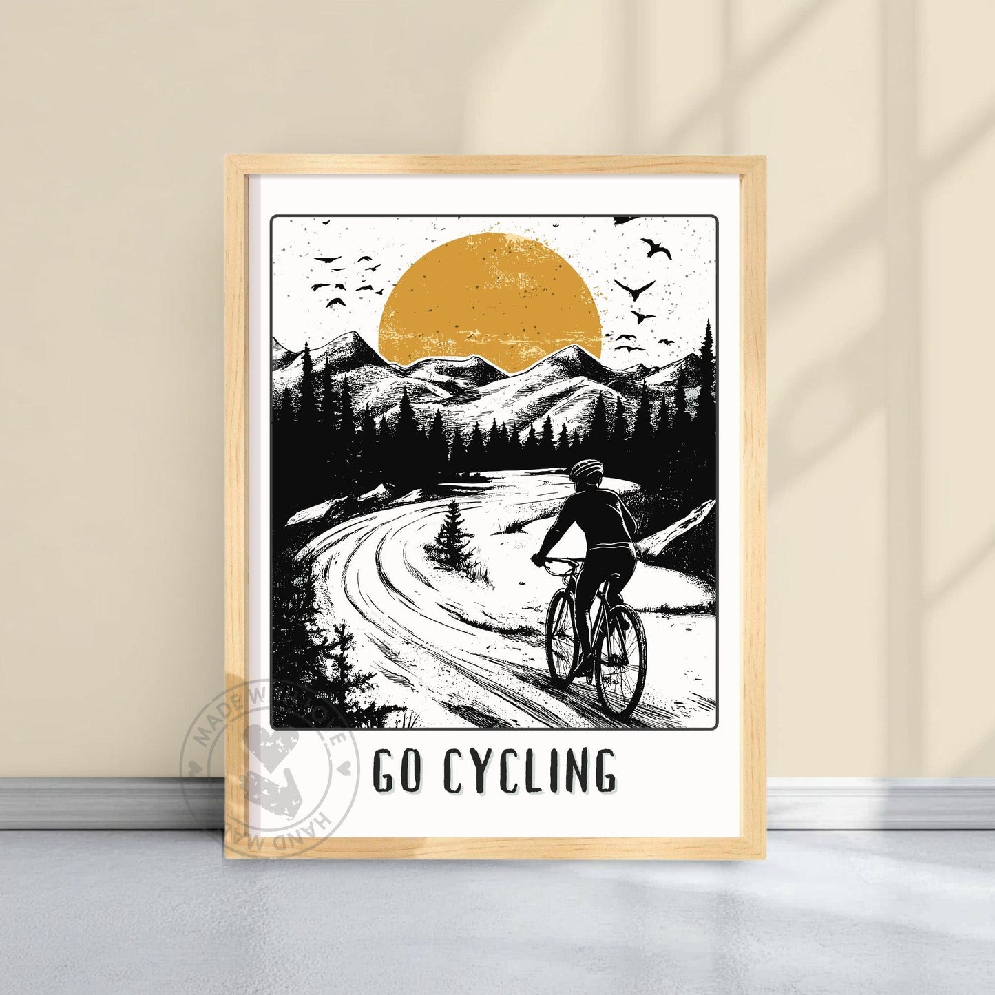 Go Cycling Poster - Yellow Background
