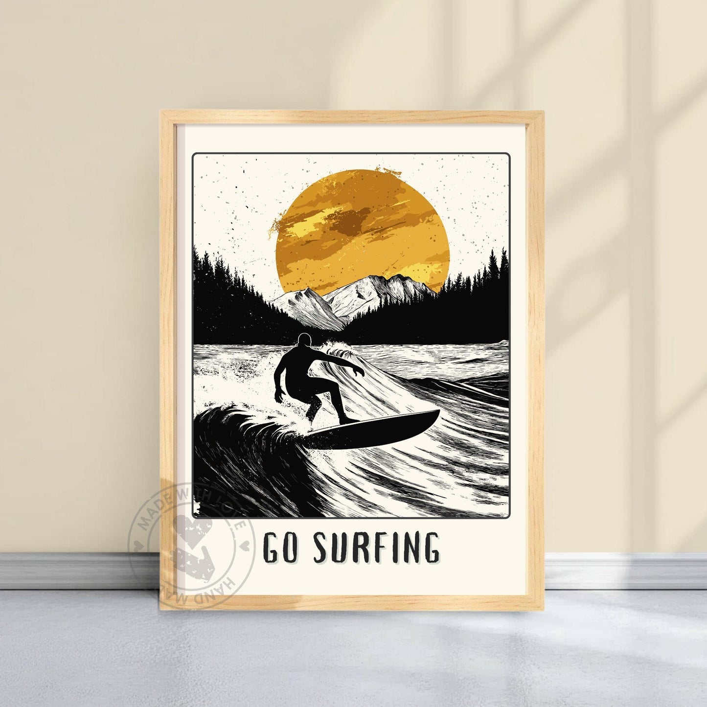 Go Surfing Poster - Yellow Background