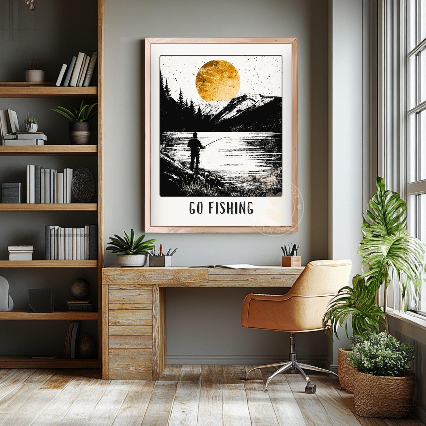 Go Fishing Poster - Living room wall Background