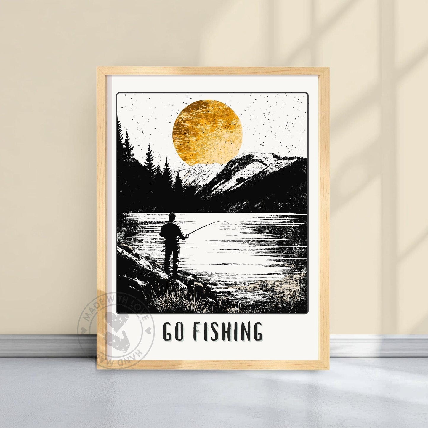 Go Fishing Poster - Yellow Background