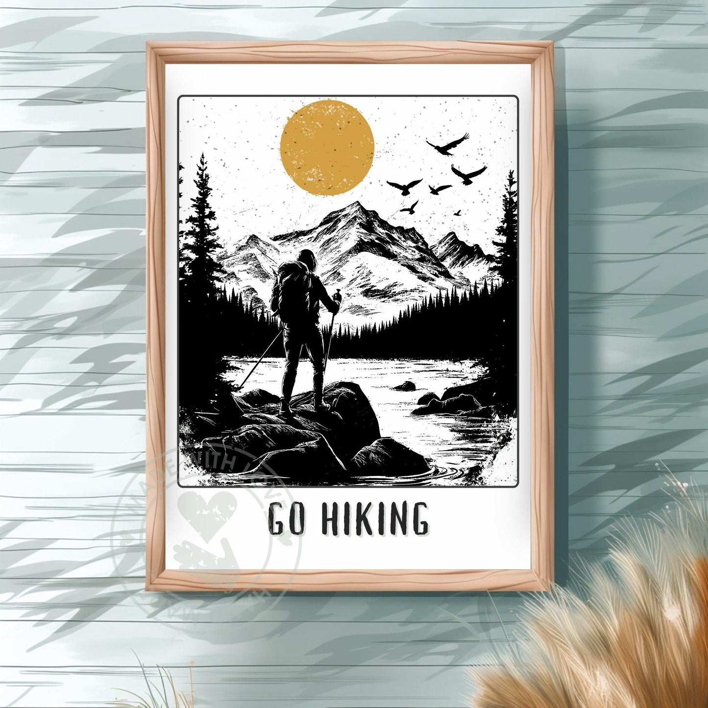 Go Hiking Poster - Green wall Background