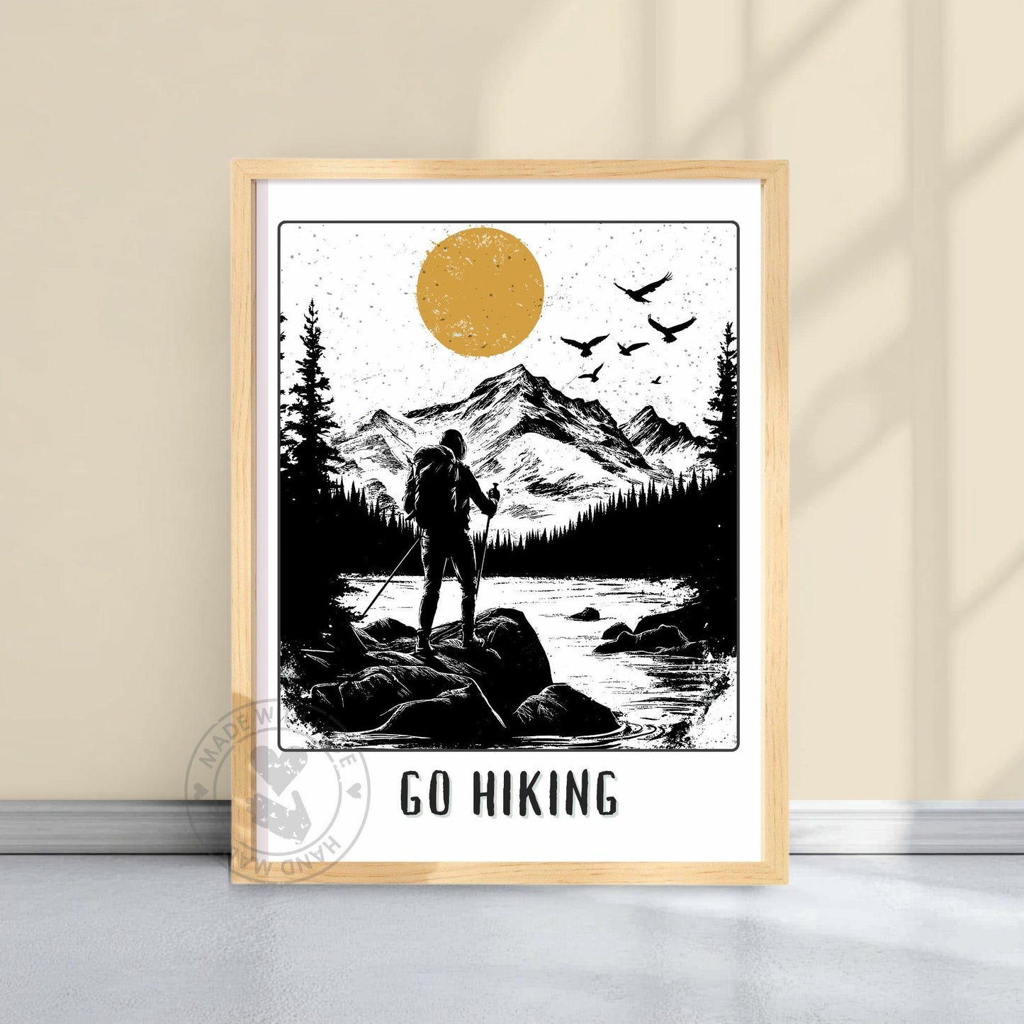 Go Hiking Poster - Yellow Background