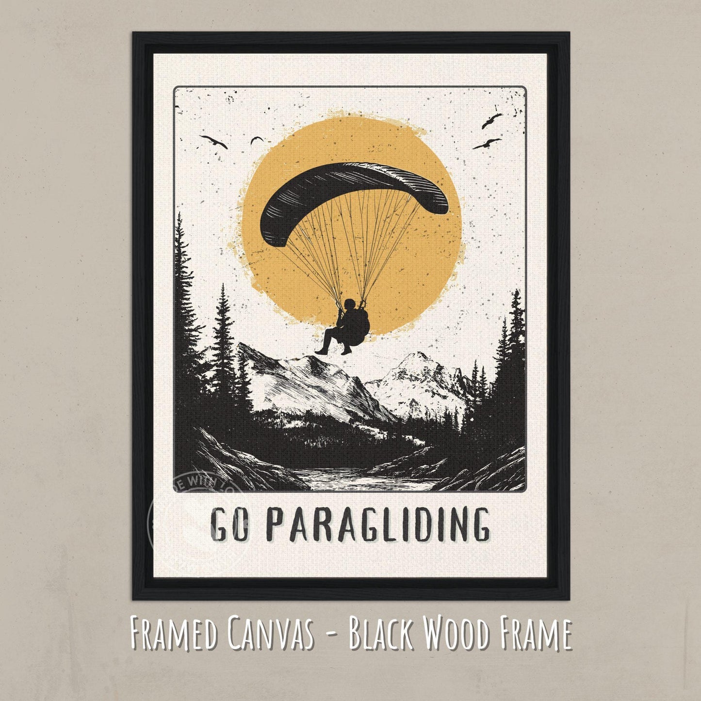 Go Paragliding Poster - Black wood frame Canvas