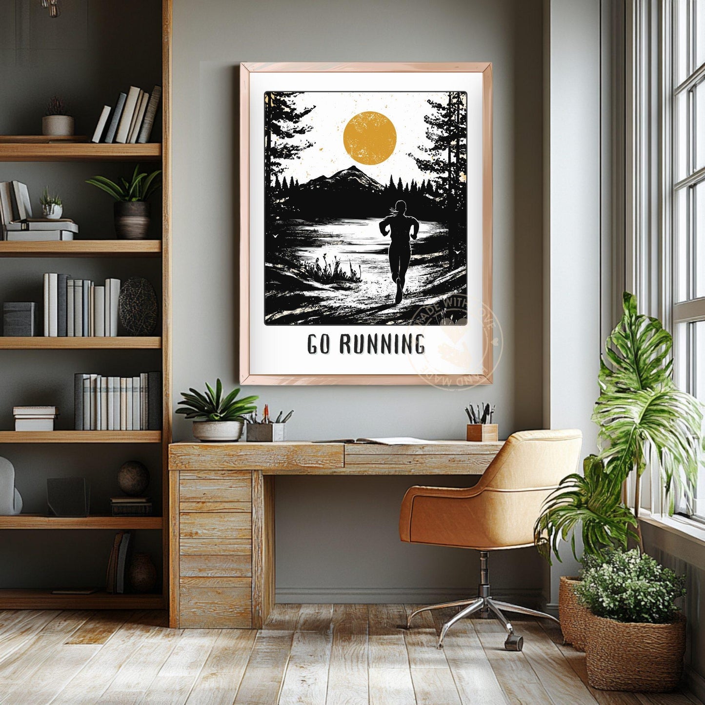 Go Running Poster, Jogging Print - Living room background