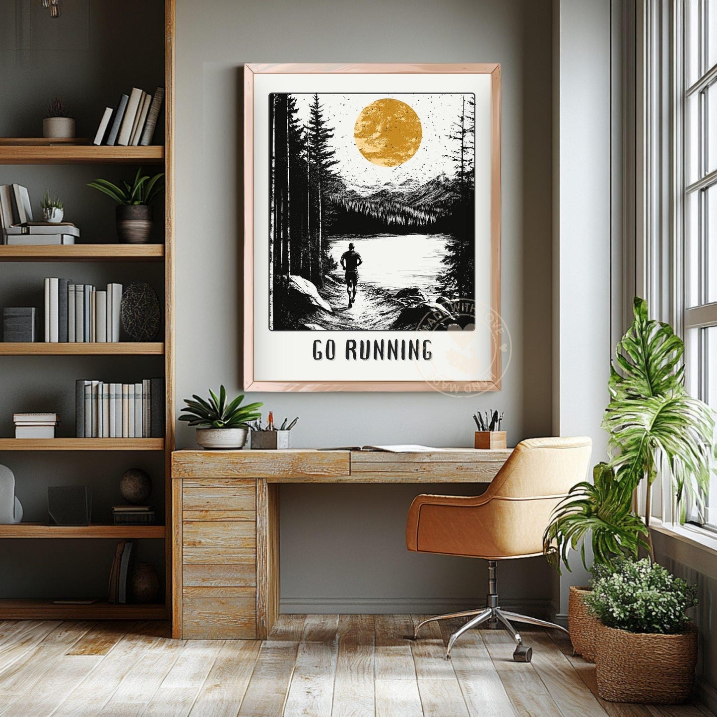 Jogging Poster, Gift for a Runner - On a Living room wall