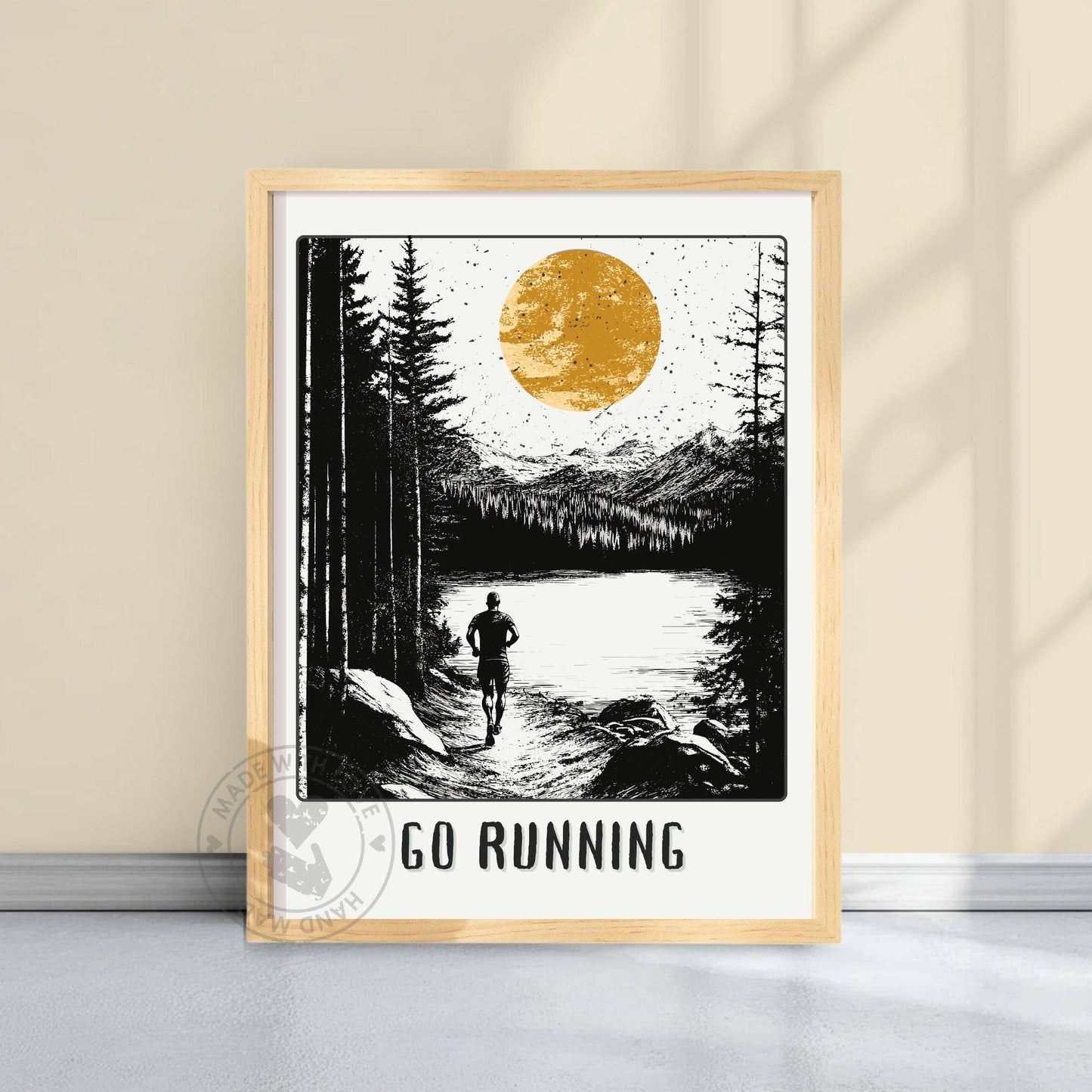 Jogging Poster, Gift for a Runner - On a yellow wall