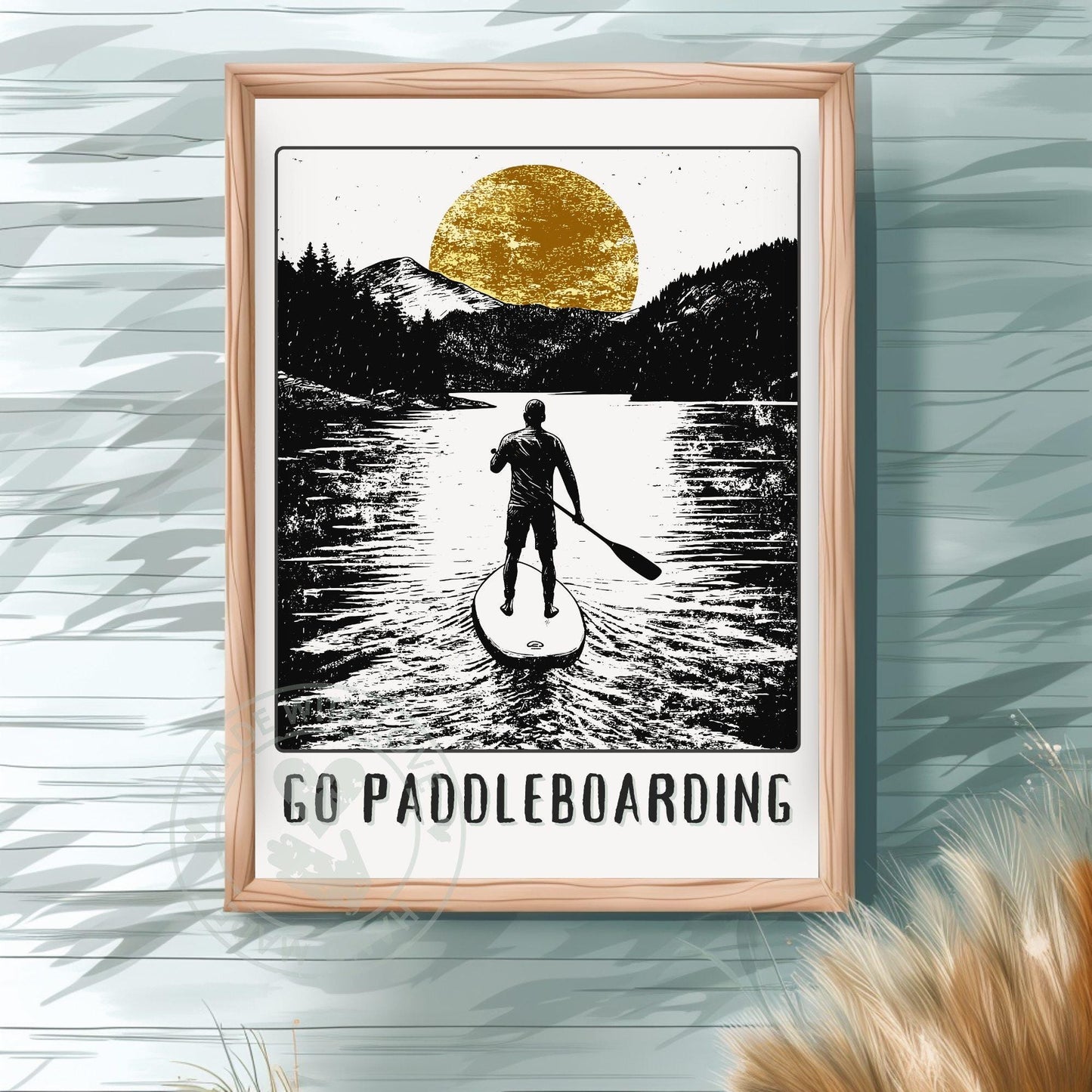 Go Paddleboarding Print - Green Background