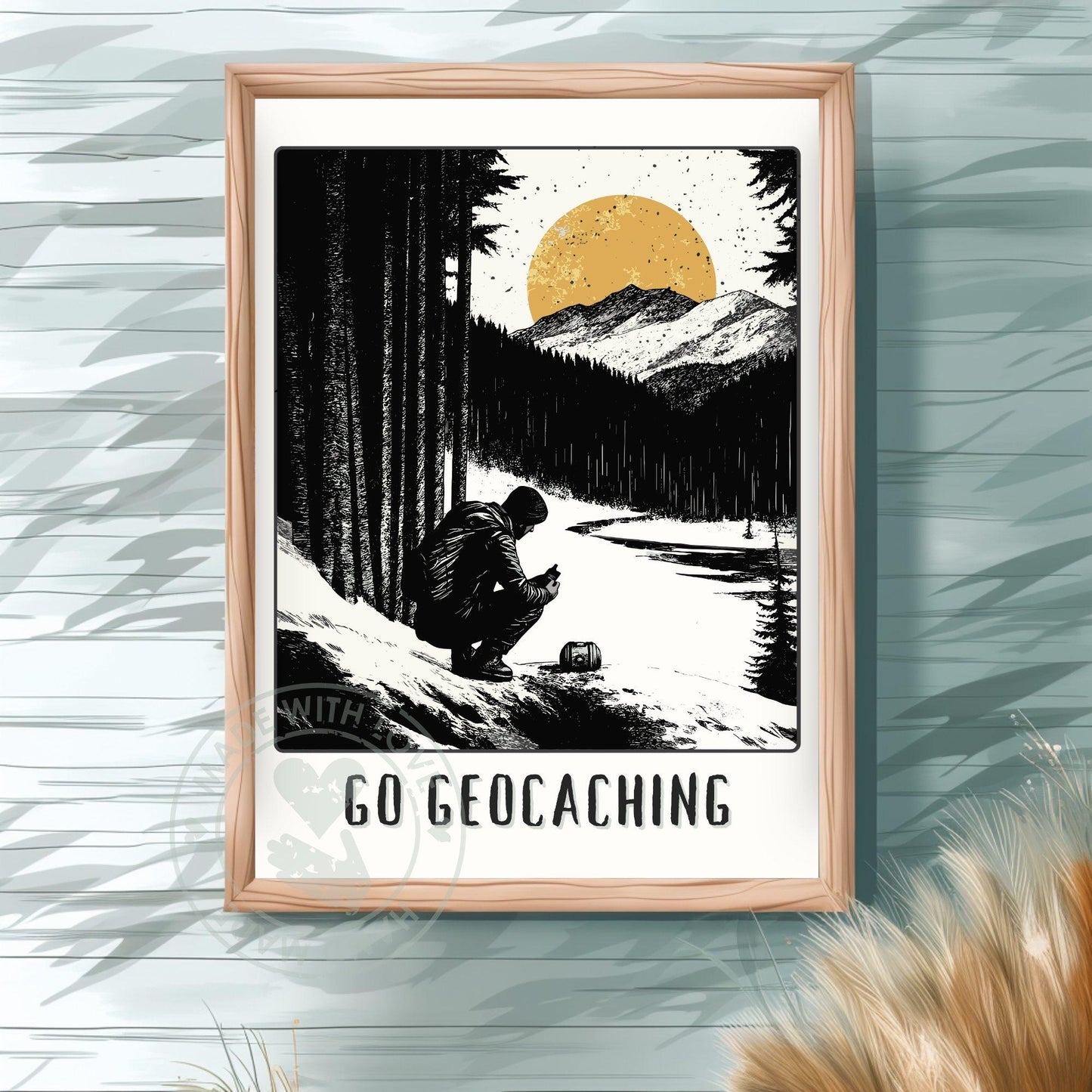 Geocaching Poster on a green background