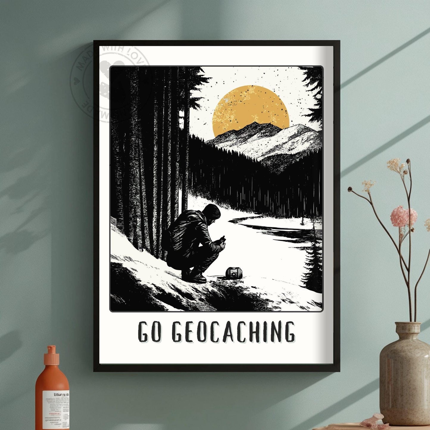 Geocaching Poster on a green background