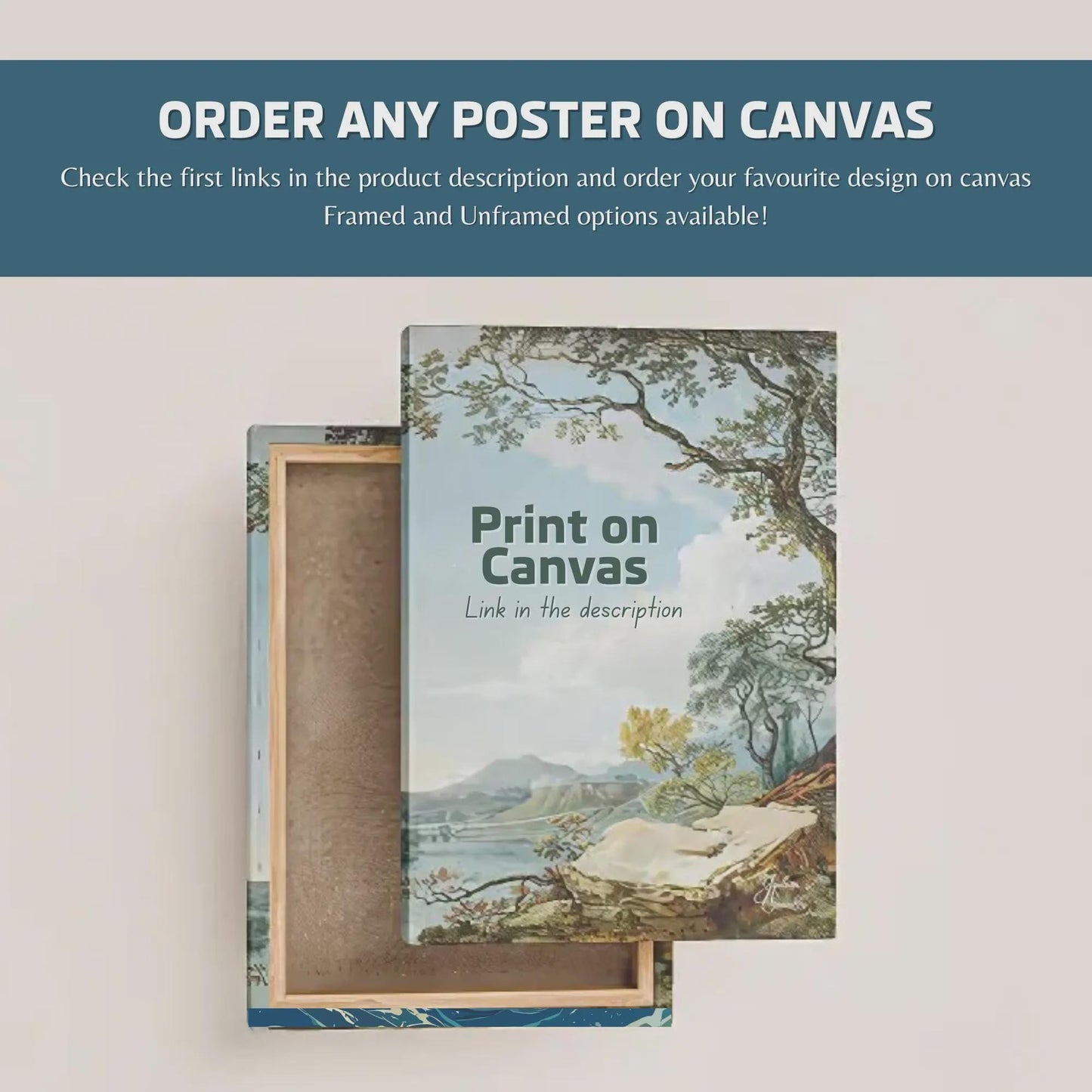 Offer to print any poster from the shop on Canvas