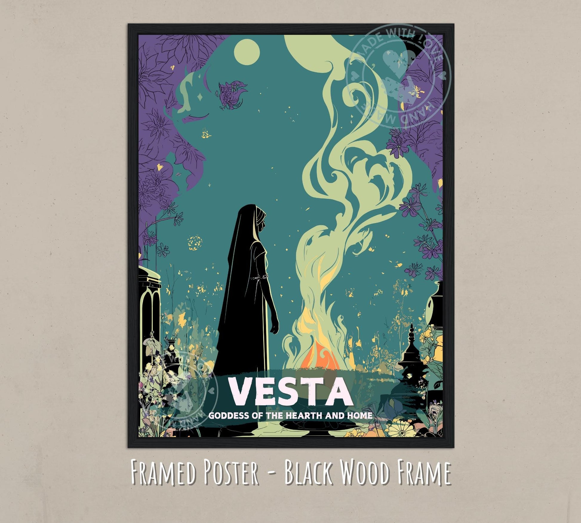 Vesta Goddess Poster - Black wood frame