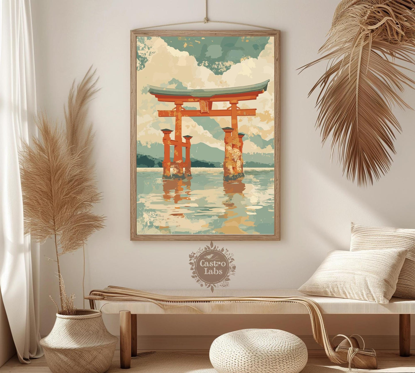 Torii Gate Wall Art – Japanese Shrine Poster, Sacred Shinto Symbol Print, Minimalist Japan Landscape, Zen and Spiritual Decor