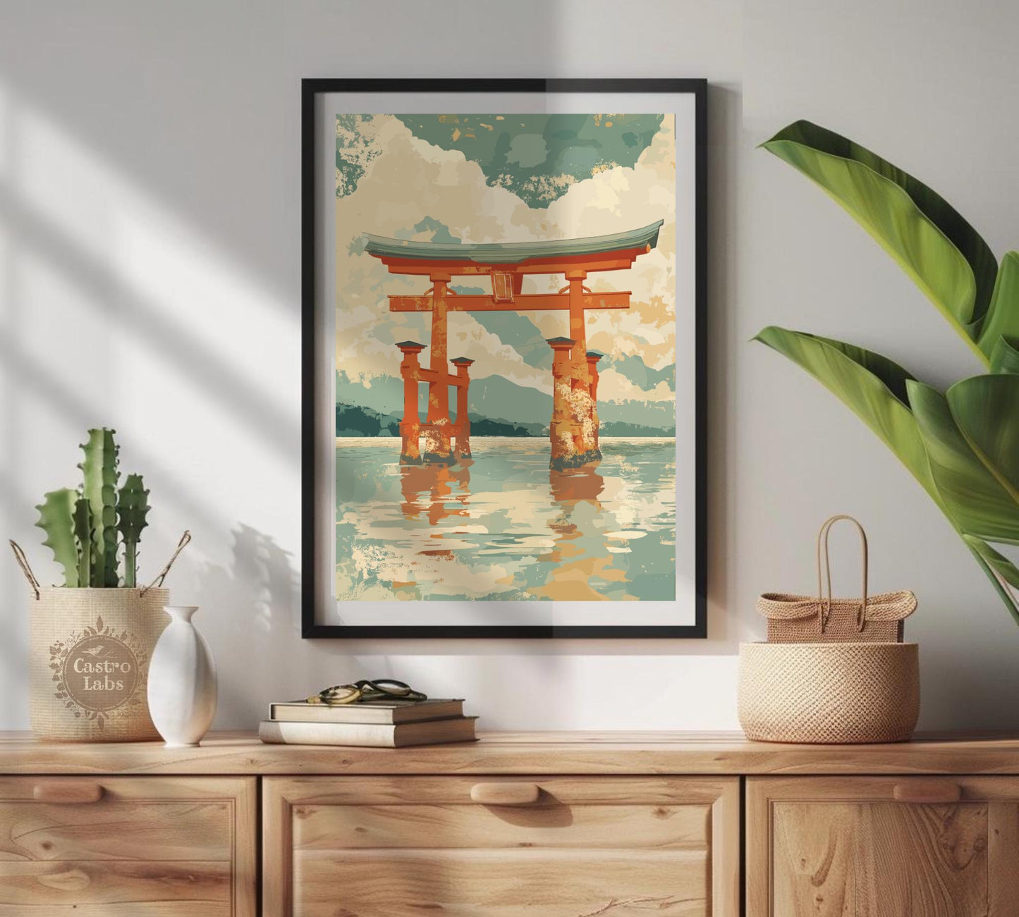 Torii Gate Wall Art – Japanese Shrine Poster, Sacred Shinto Symbol Print, Minimalist Japan Landscape, Zen and Spiritual Decor