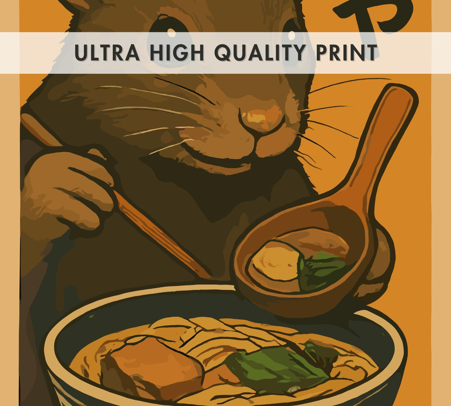 Mouse Eating Ramen Poster – Adorable Mouse Wall Art, Kawaii Japanese Food Print, Whimsical Ramen Lover Decor, Cute Animal Kitchen Art