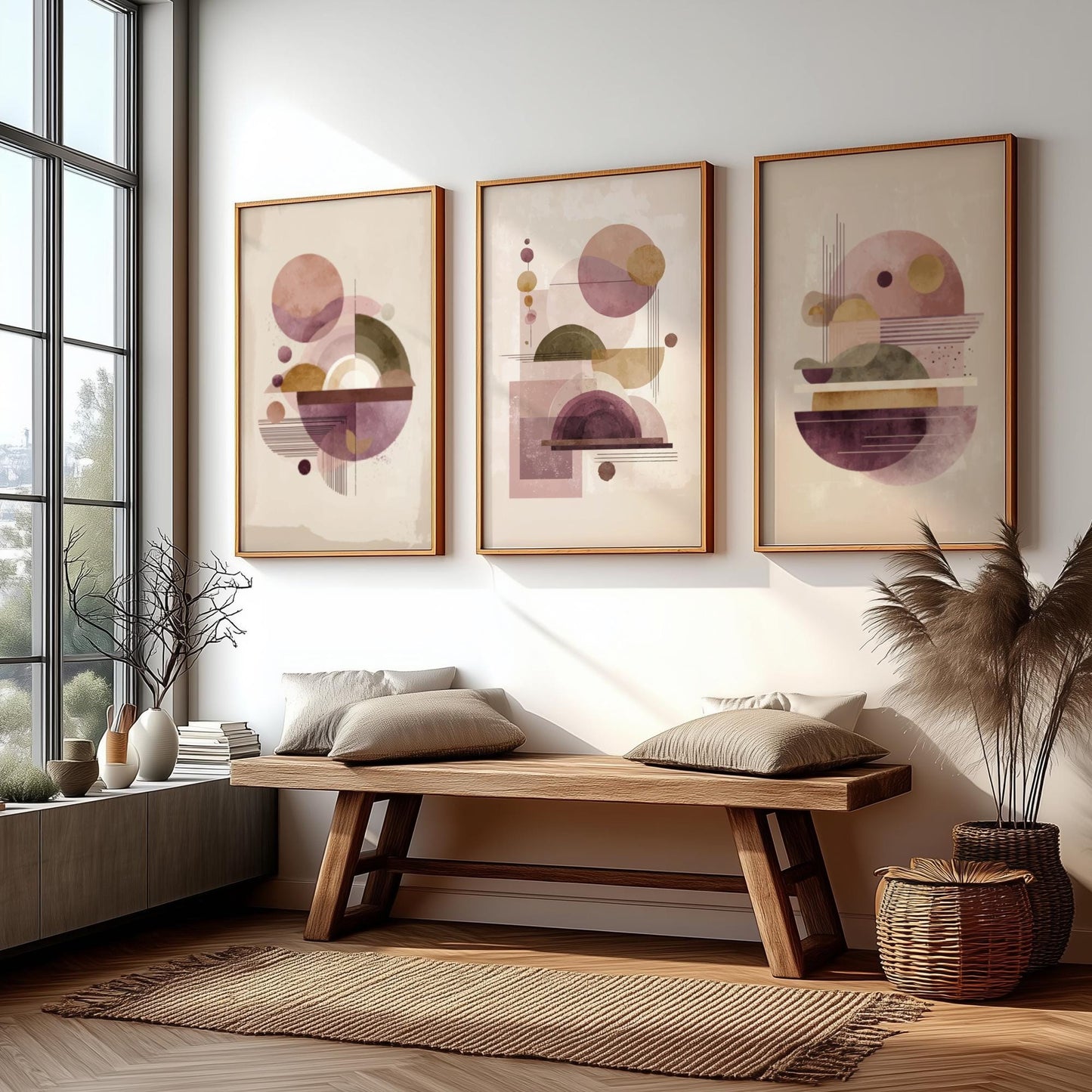 Mid century modern shape art prints, Boho Interior Wall Art, Living Room Abstract Wall Art, Scandinavian Wall Décor