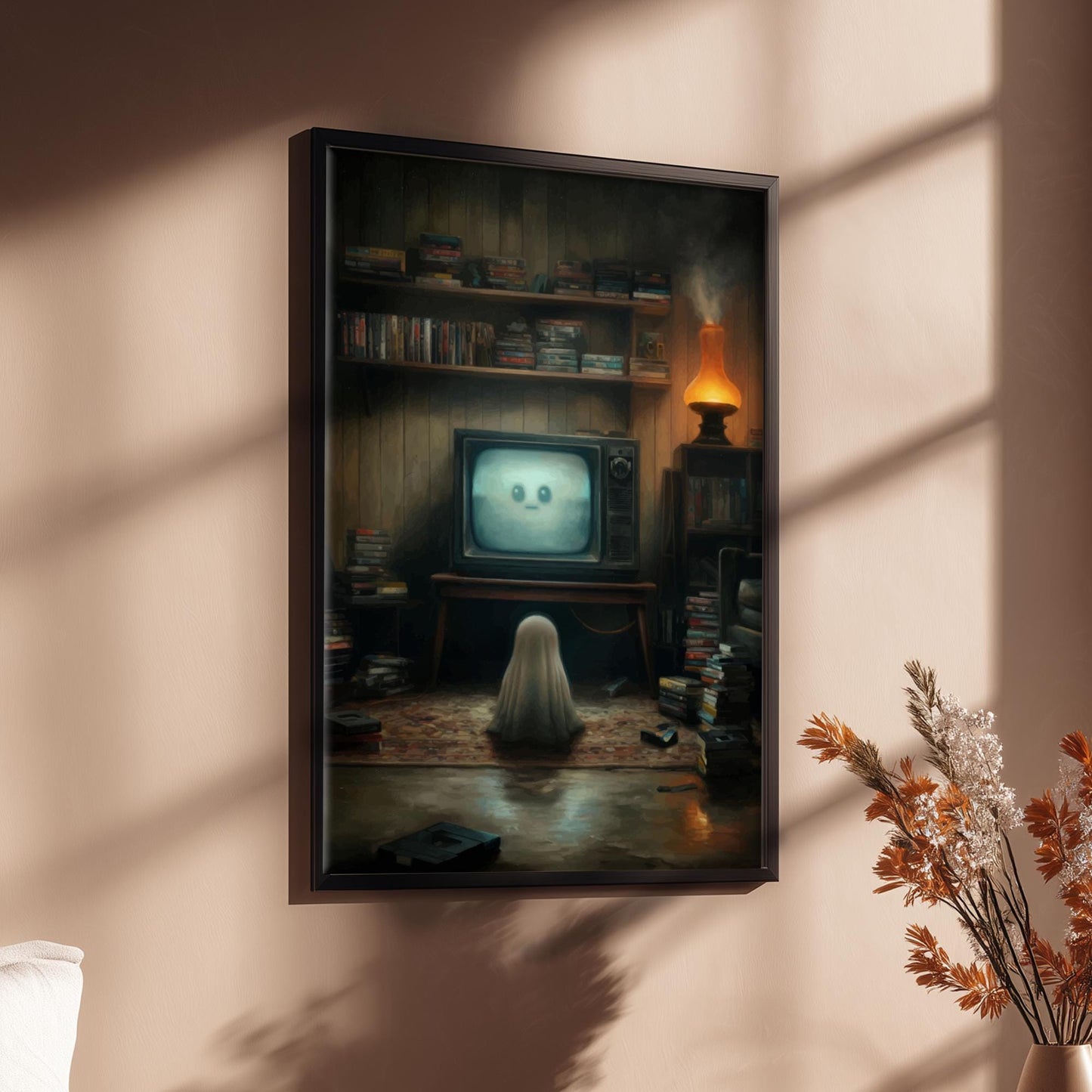Ghost VHS Poster - Static Memory - Surreal Living Room Wall Art, Dreamcore Ghostcore Decor, Vaporwave Aesthetic Print