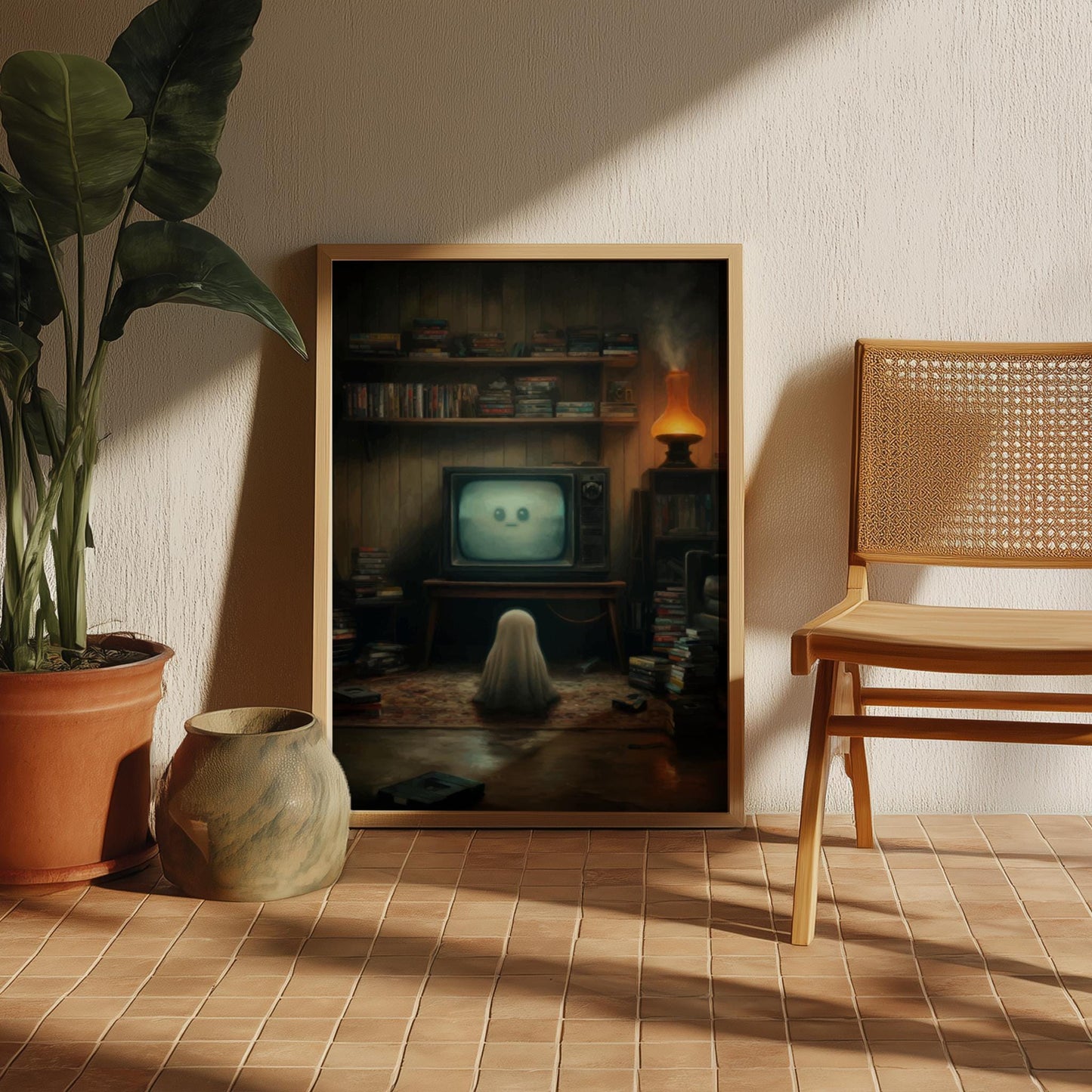 Ghost VHS Poster - Static Memory - Surreal Living Room Wall Art, Dreamcore Ghostcore Decor, Vaporwave Aesthetic Print