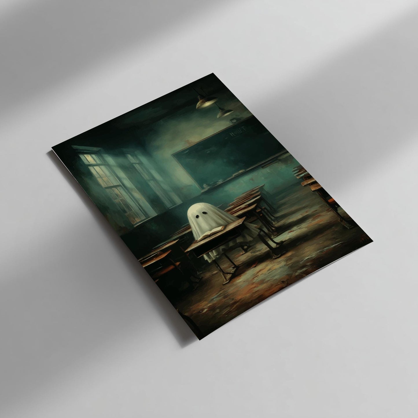 Ghost in Classroom Poster - Unwritten Lesson - Surreal School Wall Art, Liminal Academic Print, Dreamlike Ghost Poster