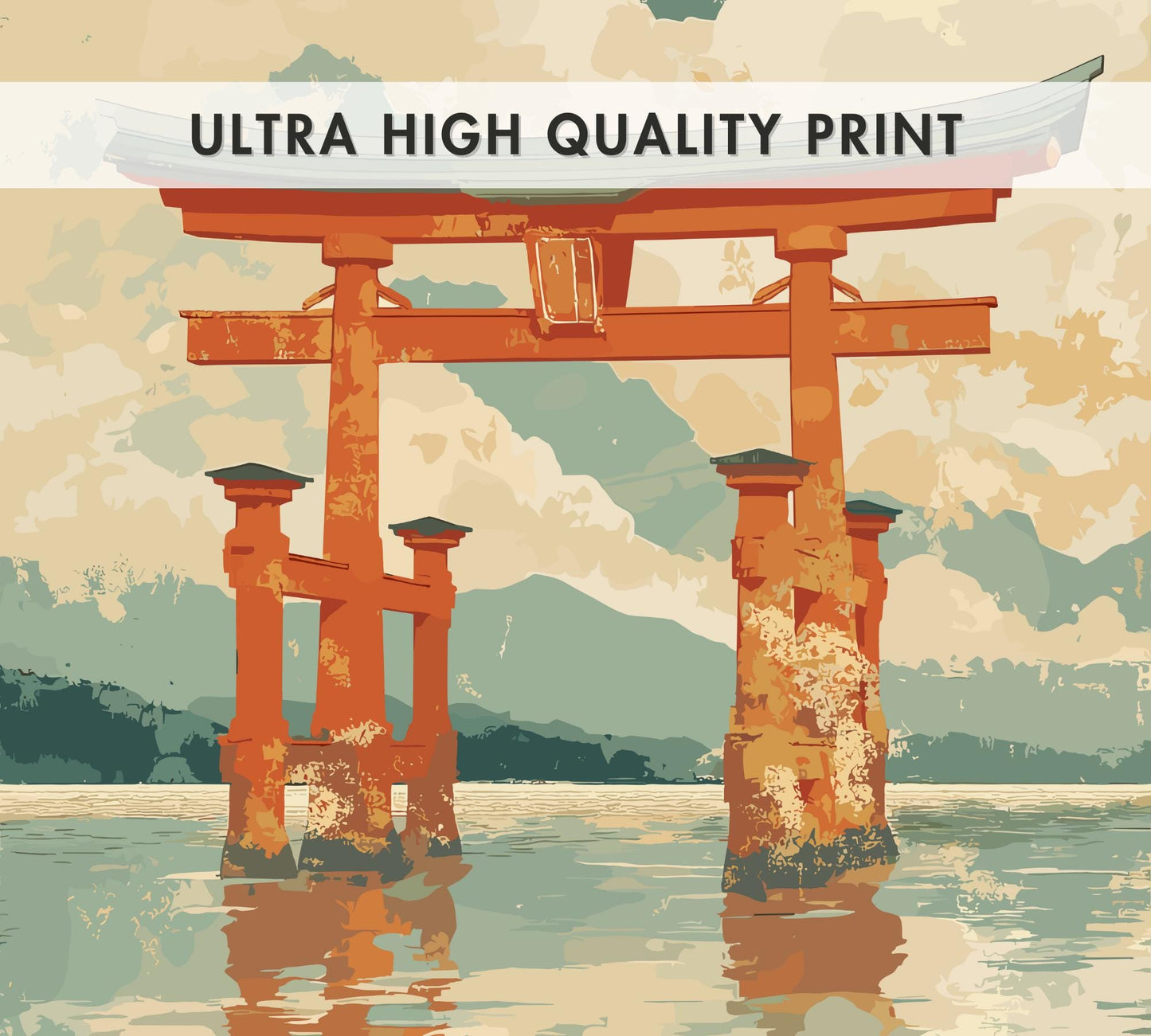 Torii Gate Wall Art – Japanese Shrine Poster, Sacred Shinto Symbol Print, Minimalist Japan Landscape, Zen and Spiritual Decor