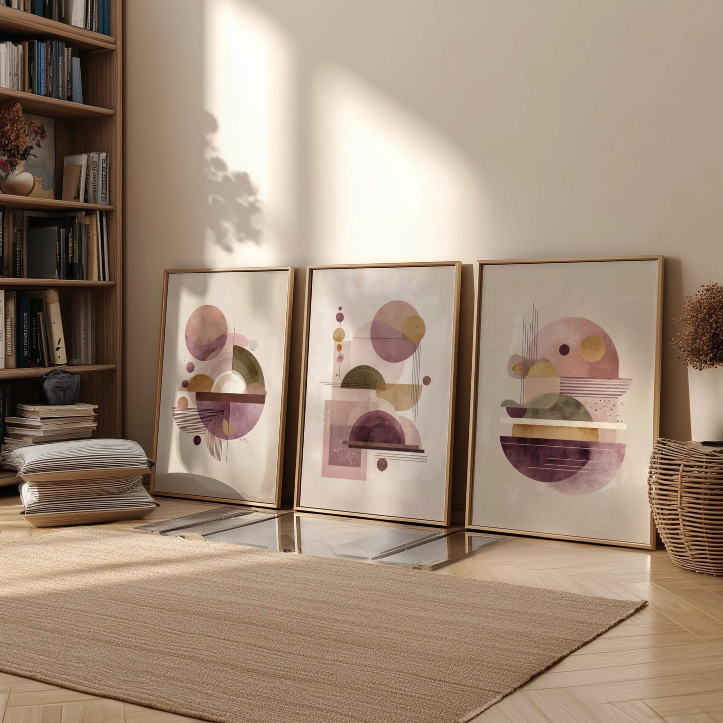Mid century modern shape art prints, Boho Interior Wall Art, Living Room Abstract Wall Art, Scandinavian Wall Décor