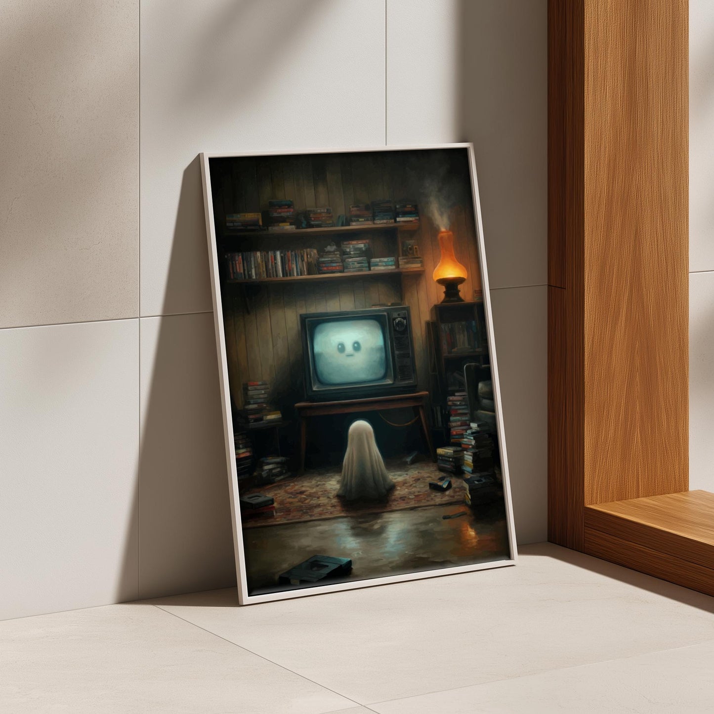 Ghost VHS Poster - Static Memory - Surreal Living Room Wall Art, Dreamcore Ghostcore Decor, Vaporwave Aesthetic Print