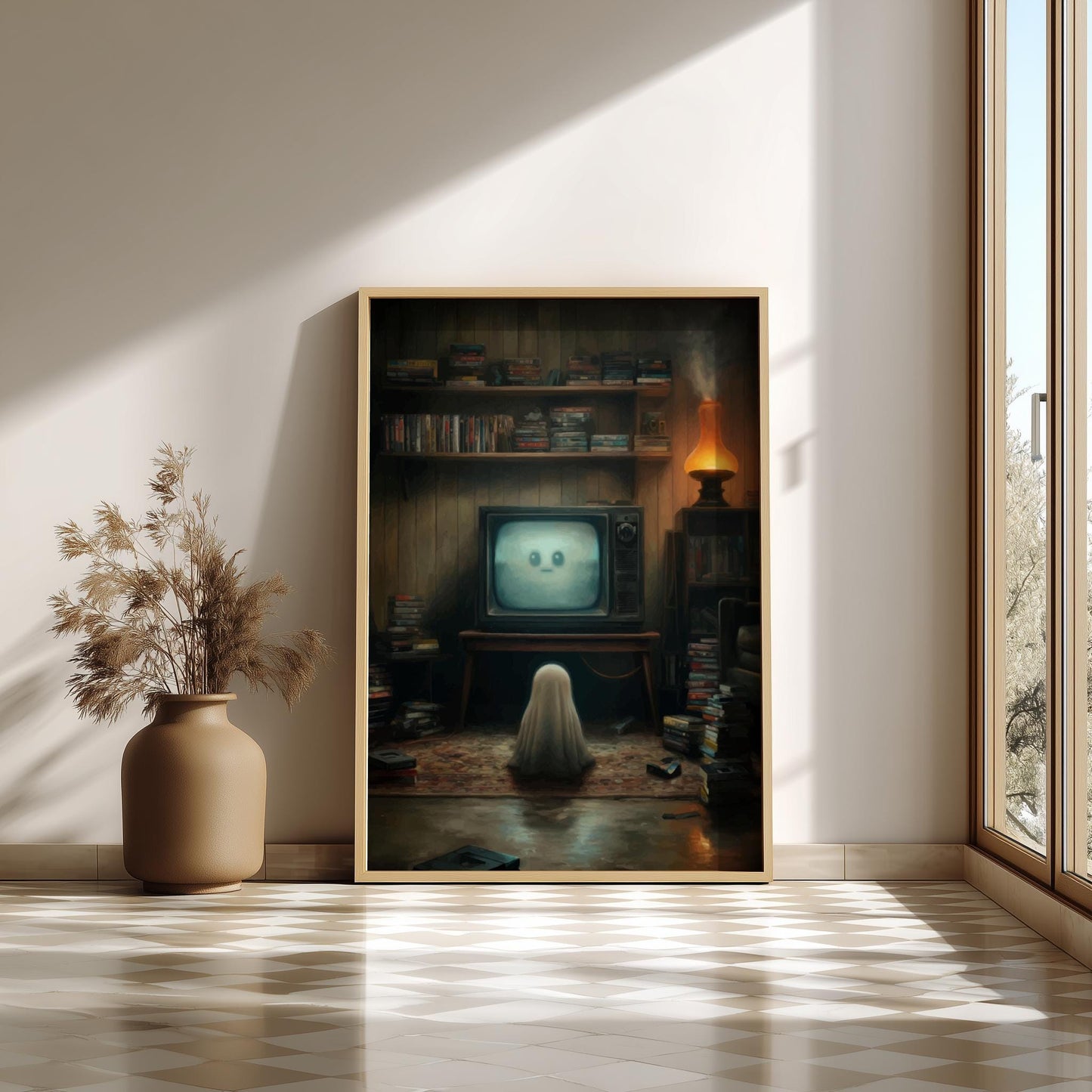 Ghost VHS Poster - Static Memory - Surreal Living Room Wall Art, Dreamcore Ghostcore Decor, Vaporwave Aesthetic Print