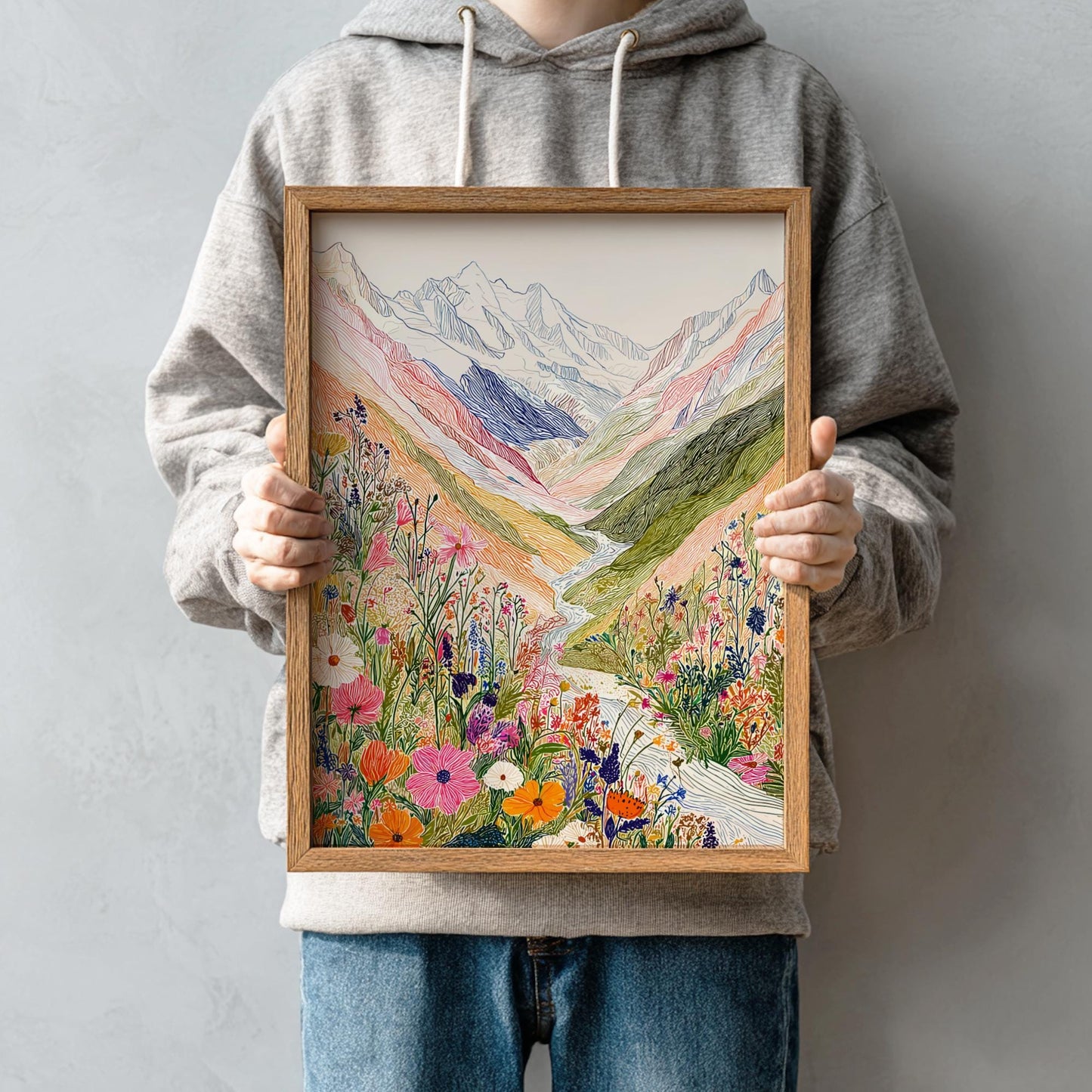 Alpine Whisper - Pastel Mountain Landscape Art Print - Serene Nature Wall Decor Poster