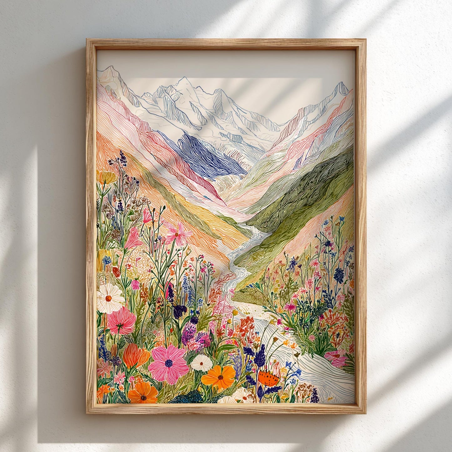 Alpine Whisper - Pastel Mountain Landscape Art Print - Serene Nature Wall Decor Poster