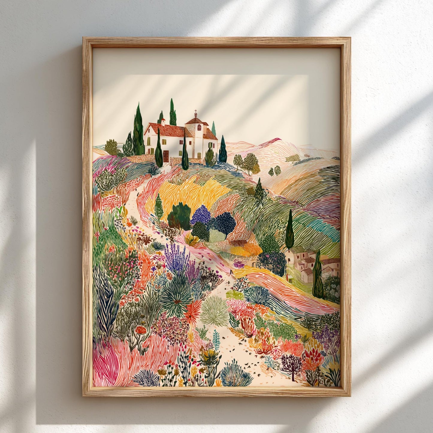 Lavender Twilight - Pastel Sunset Landscape Art Print - Whimsical Nature Wall Decor Poster
