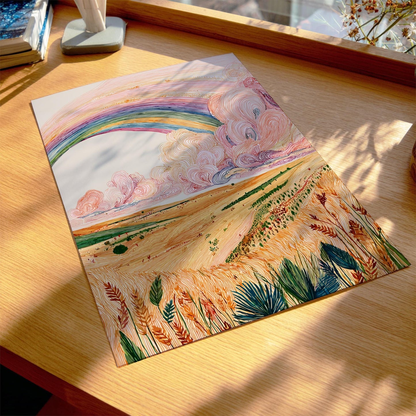 Prism Prairie - Pastel Prairie Landscape Art Print - Whimsical Nature Wall Decor Poster