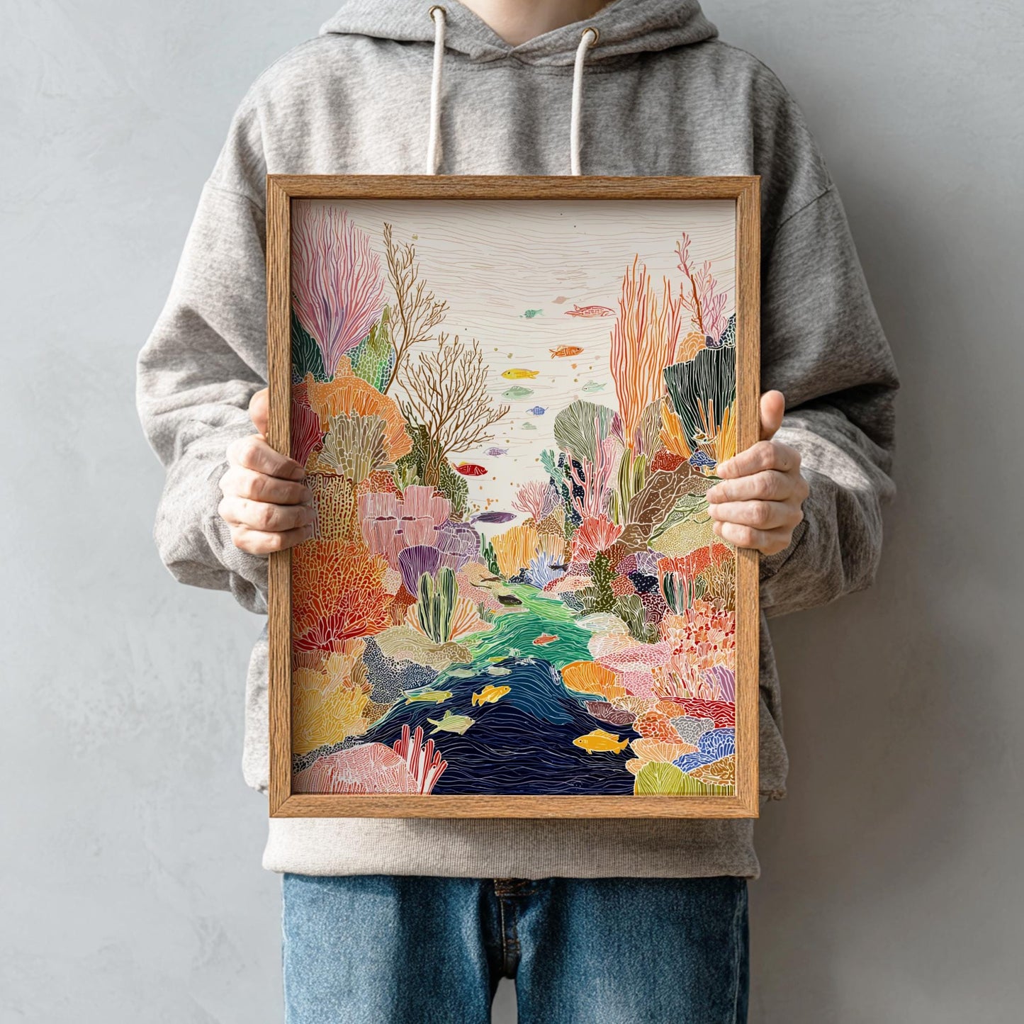 Reef Reverie - Pastel Reef Landscape Art Print - Whimsical Nature Wall Decor Poster