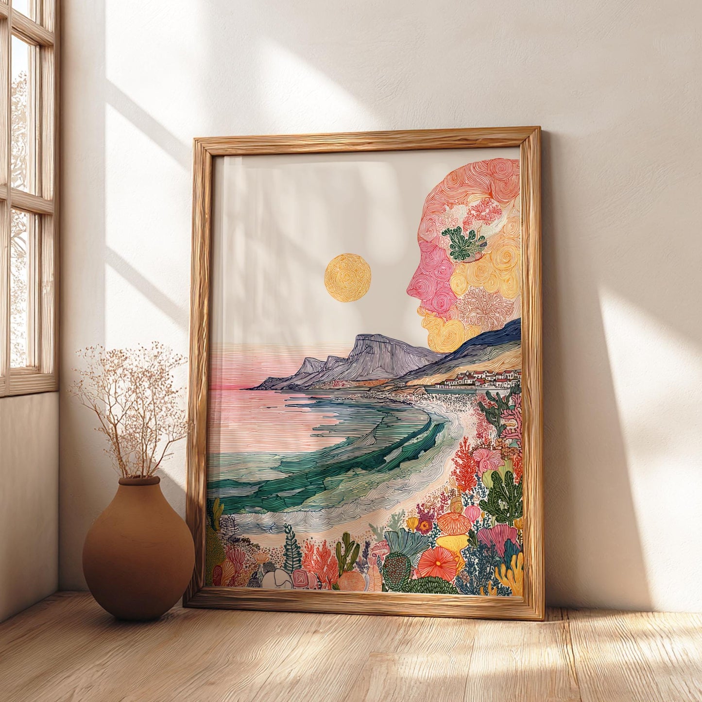 Whispers of the Tide - Vibrant Pastel Landscape Art Print - Whimsical Nature Wall Decor Poster