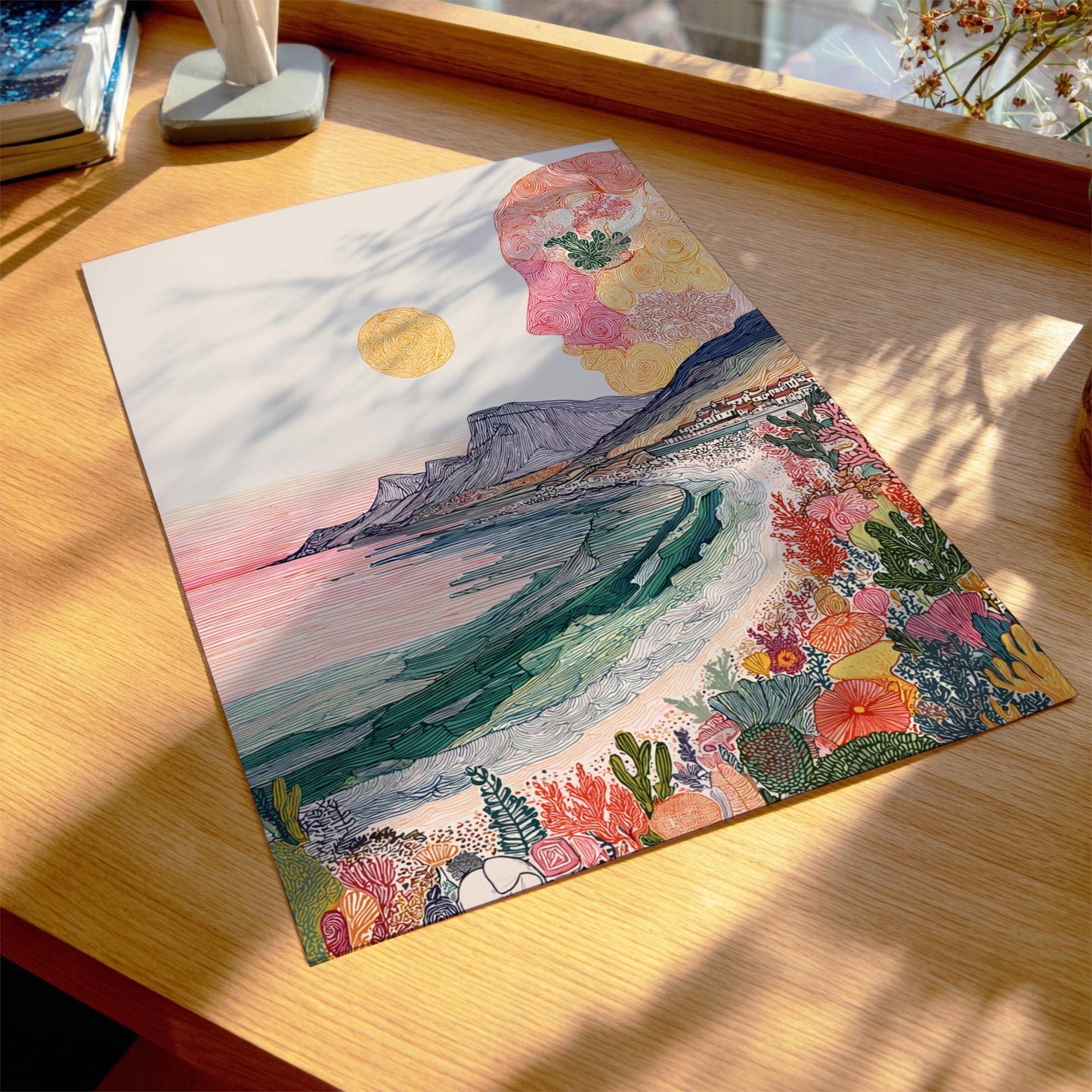 Whispers of the Tide - Vibrant Pastel Landscape Art Print - Whimsical Nature Wall Decor Poster