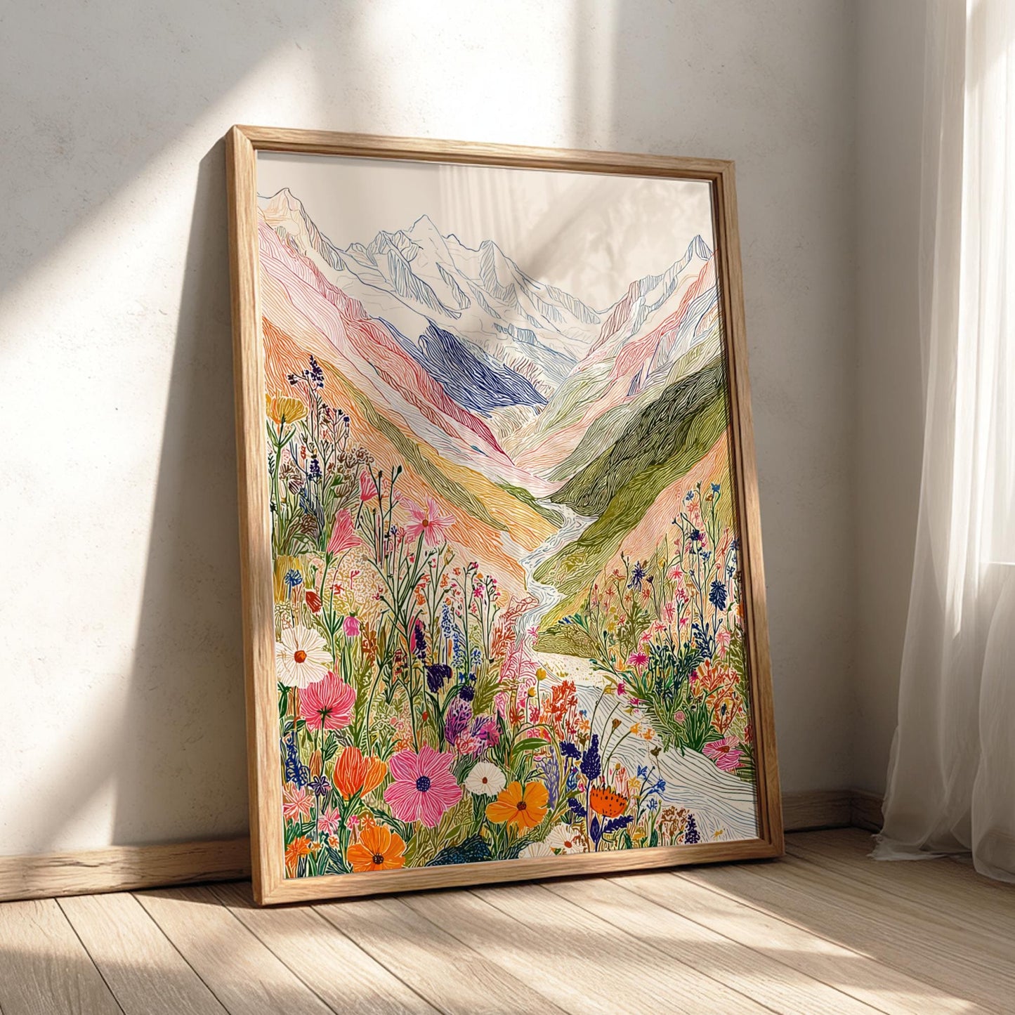 Alpine Whisper - Pastel Mountain Landscape Art Print - Serene Nature Wall Decor Poster