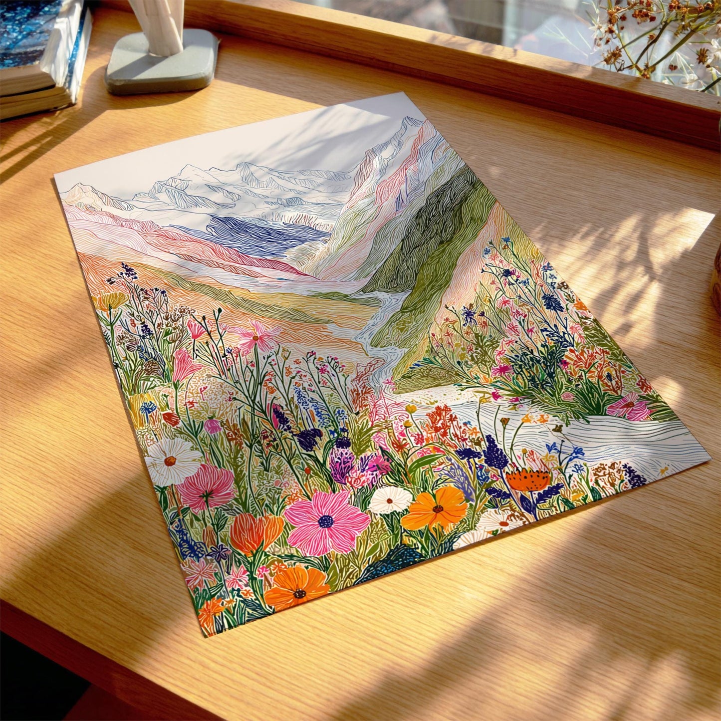 Alpine Whisper - Pastel Mountain Landscape Art Print - Serene Nature Wall Decor Poster