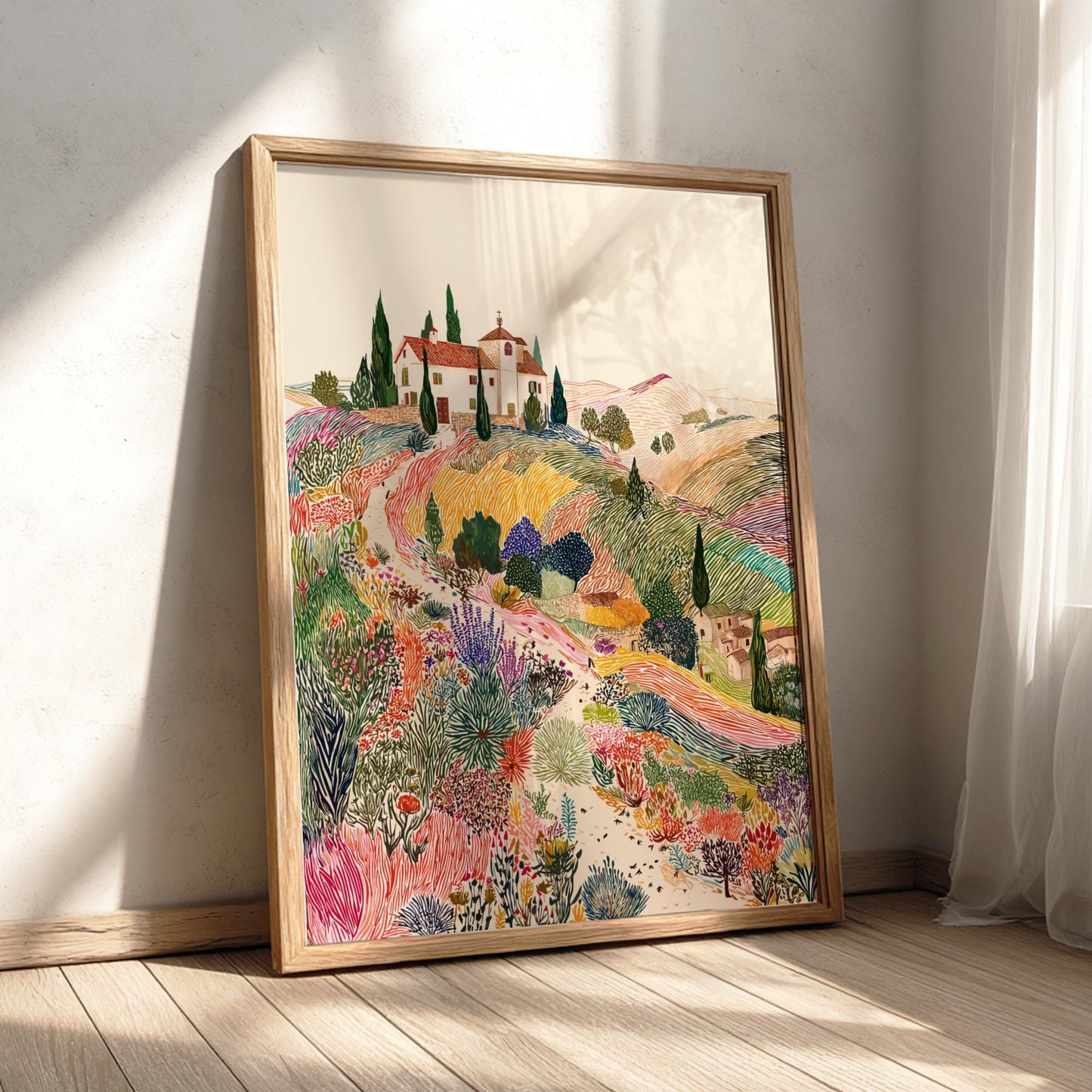 Lavender Twilight - Pastel Sunset Landscape Art Print - Whimsical Nature Wall Decor Poster