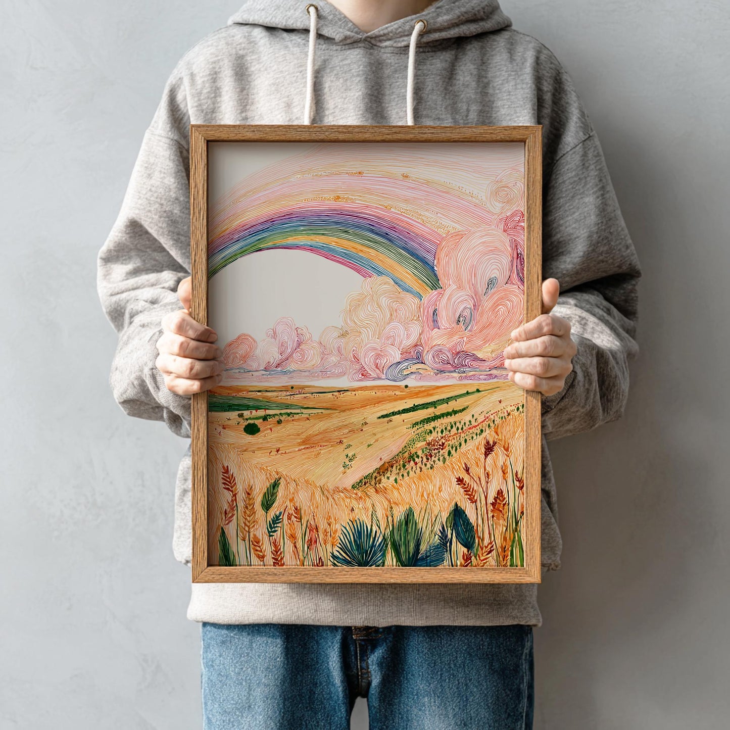 Prism Prairie - Pastel Prairie Landscape Art Print - Whimsical Nature Wall Decor Poster