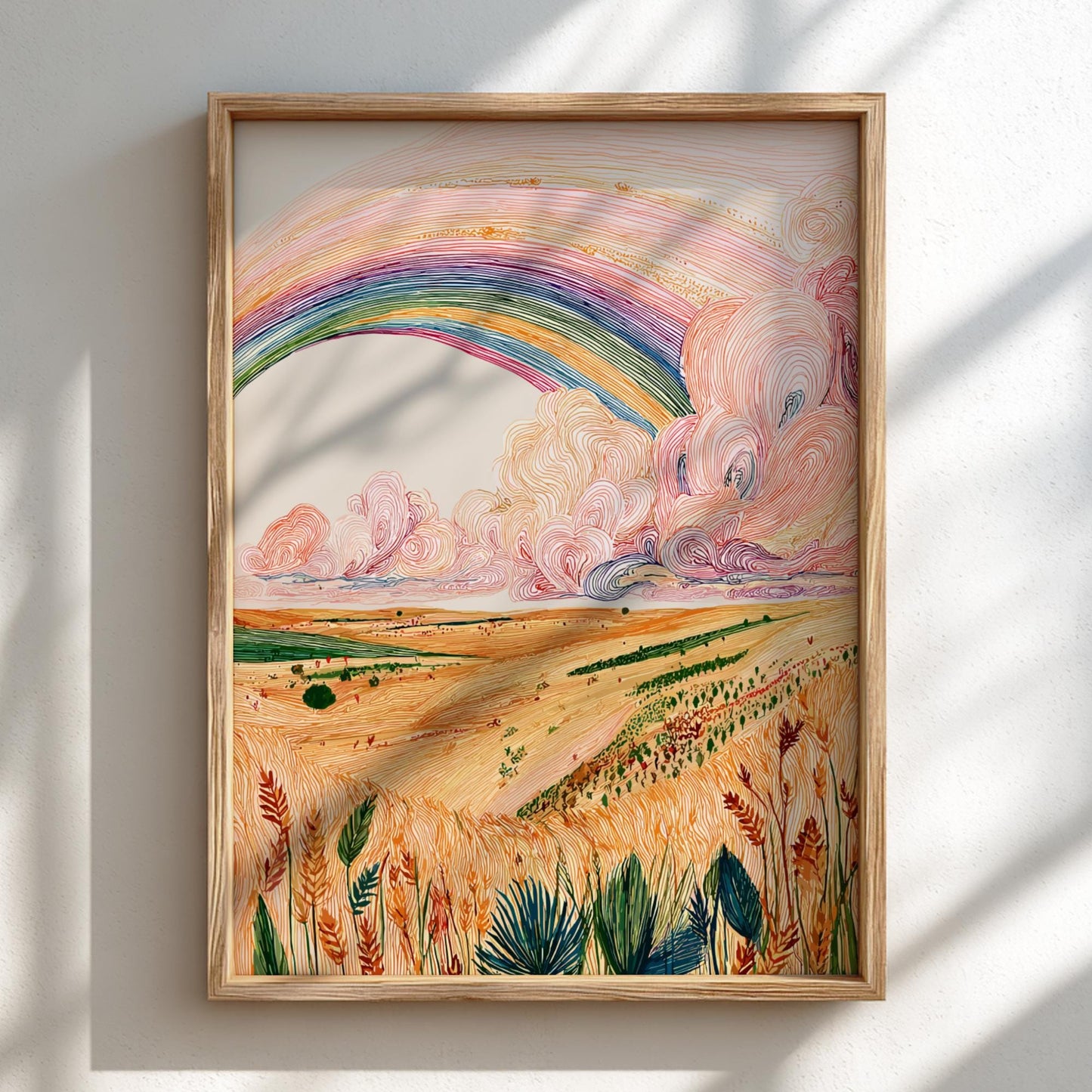 Prism Prairie - Pastel Prairie Landscape Art Print - Whimsical Nature Wall Decor Poster