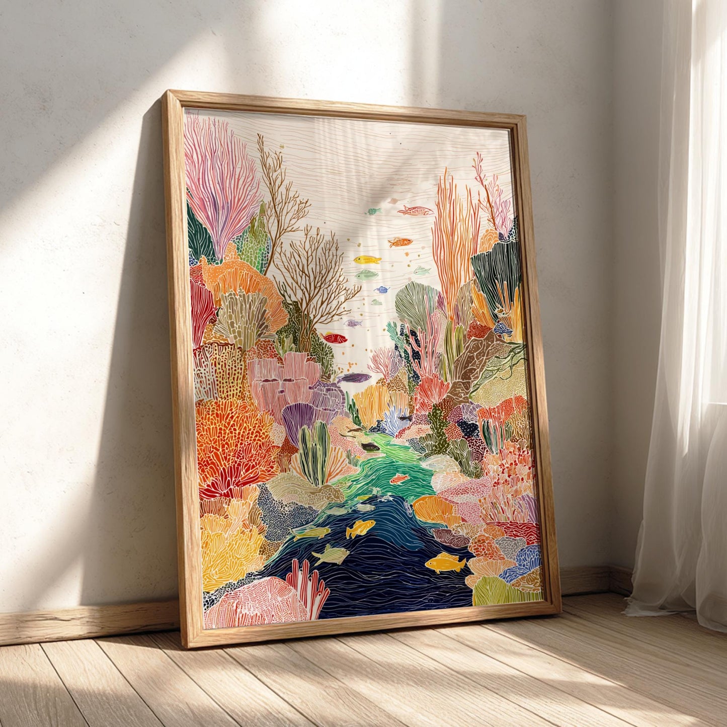 Reef Reverie - Pastel Reef Landscape Art Print - Whimsical Nature Wall Decor Poster