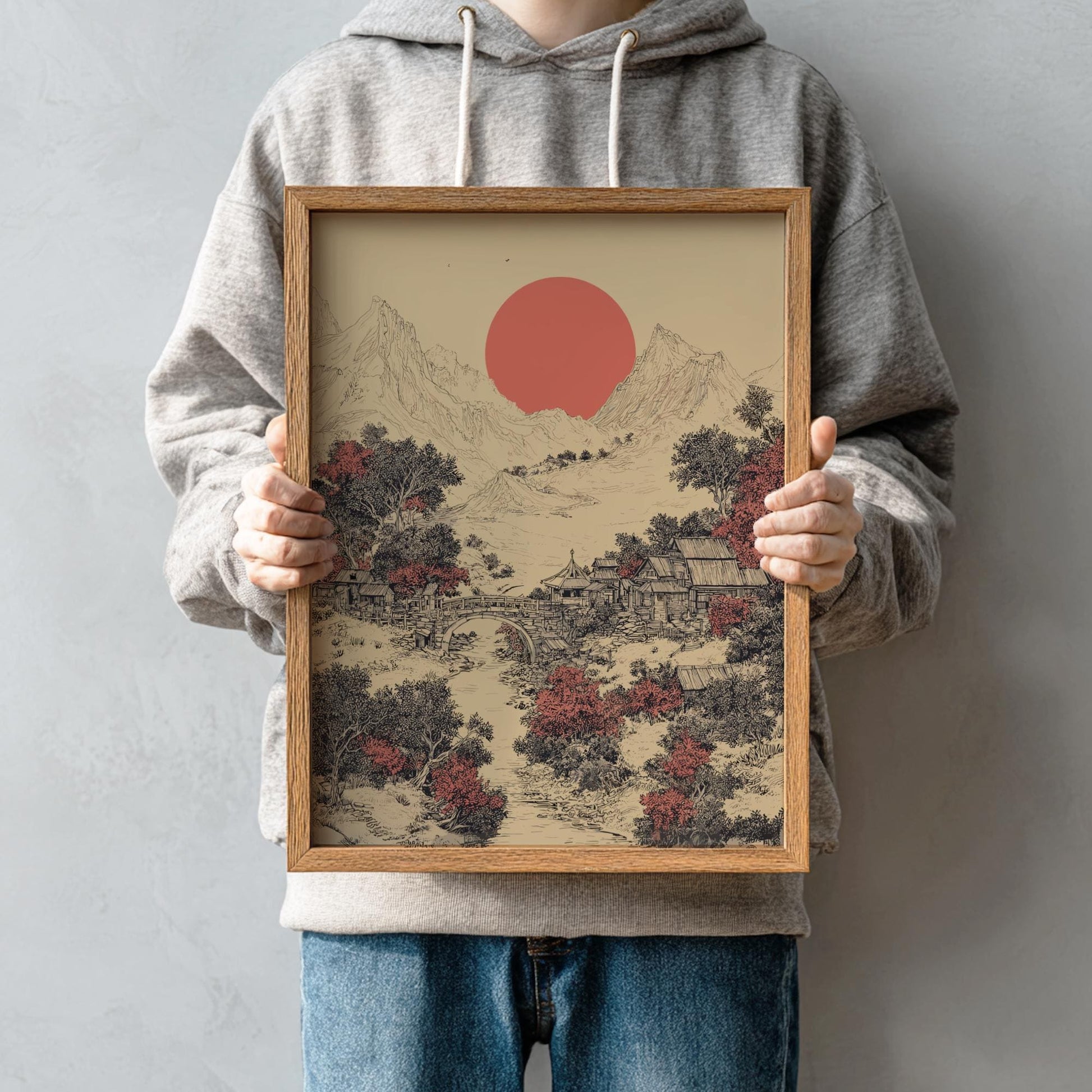 Japanese Valley Landscape Print