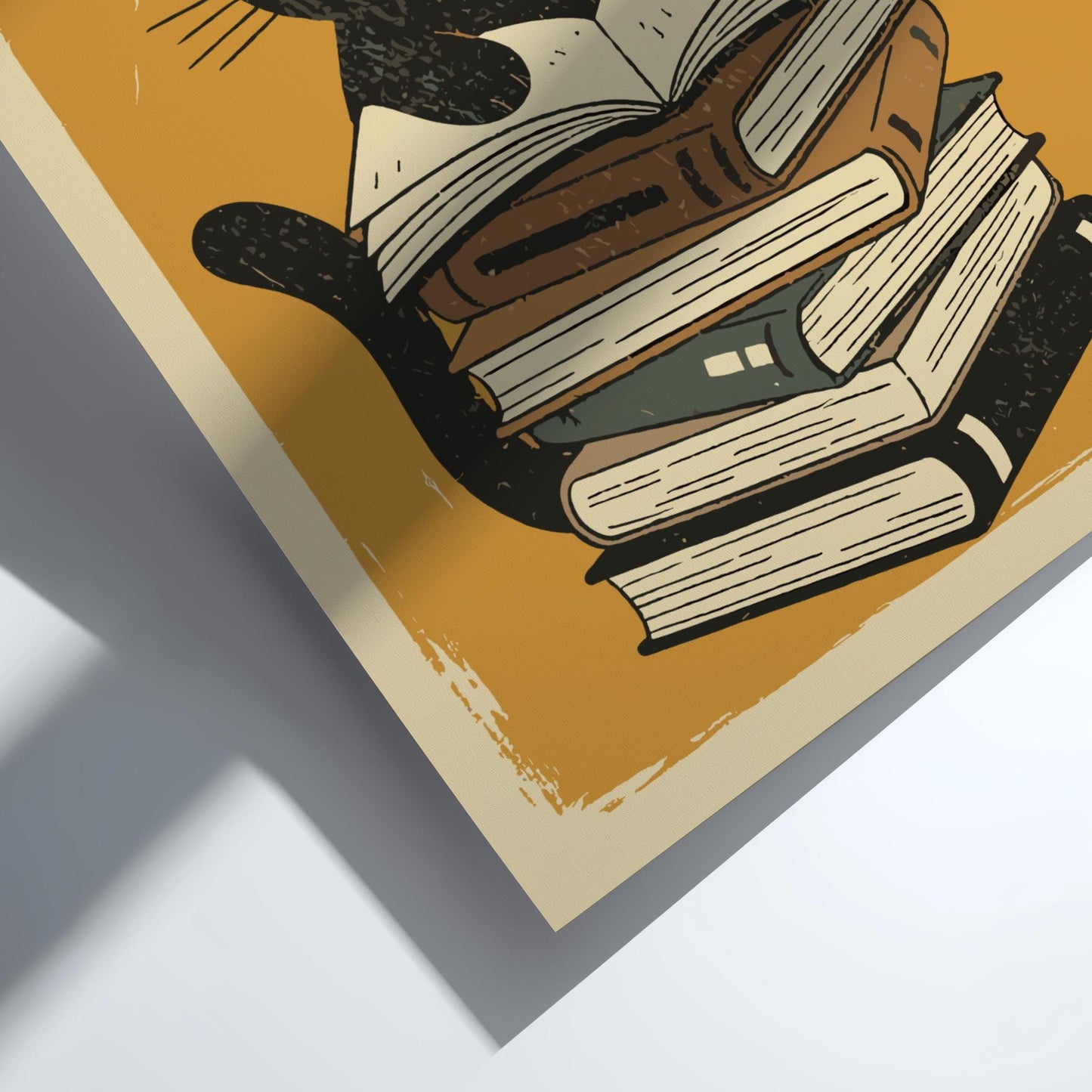 Reading Cat Poster, Japanese Ukiyo-e Style Print
