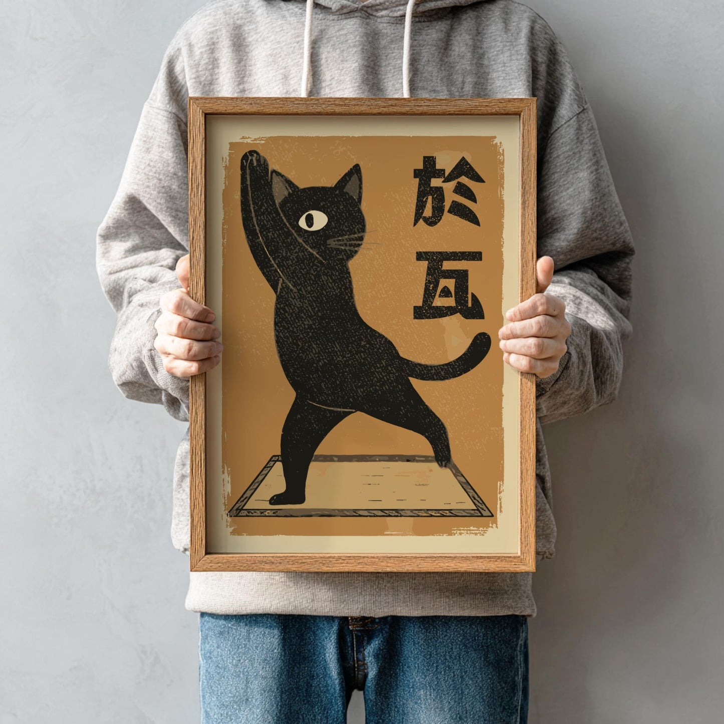 Yoga Cat Warrior Pose Print