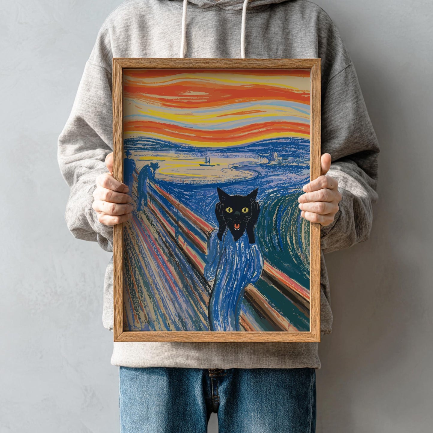 Black Cat The Scream Poster, Munch Art Parody Print